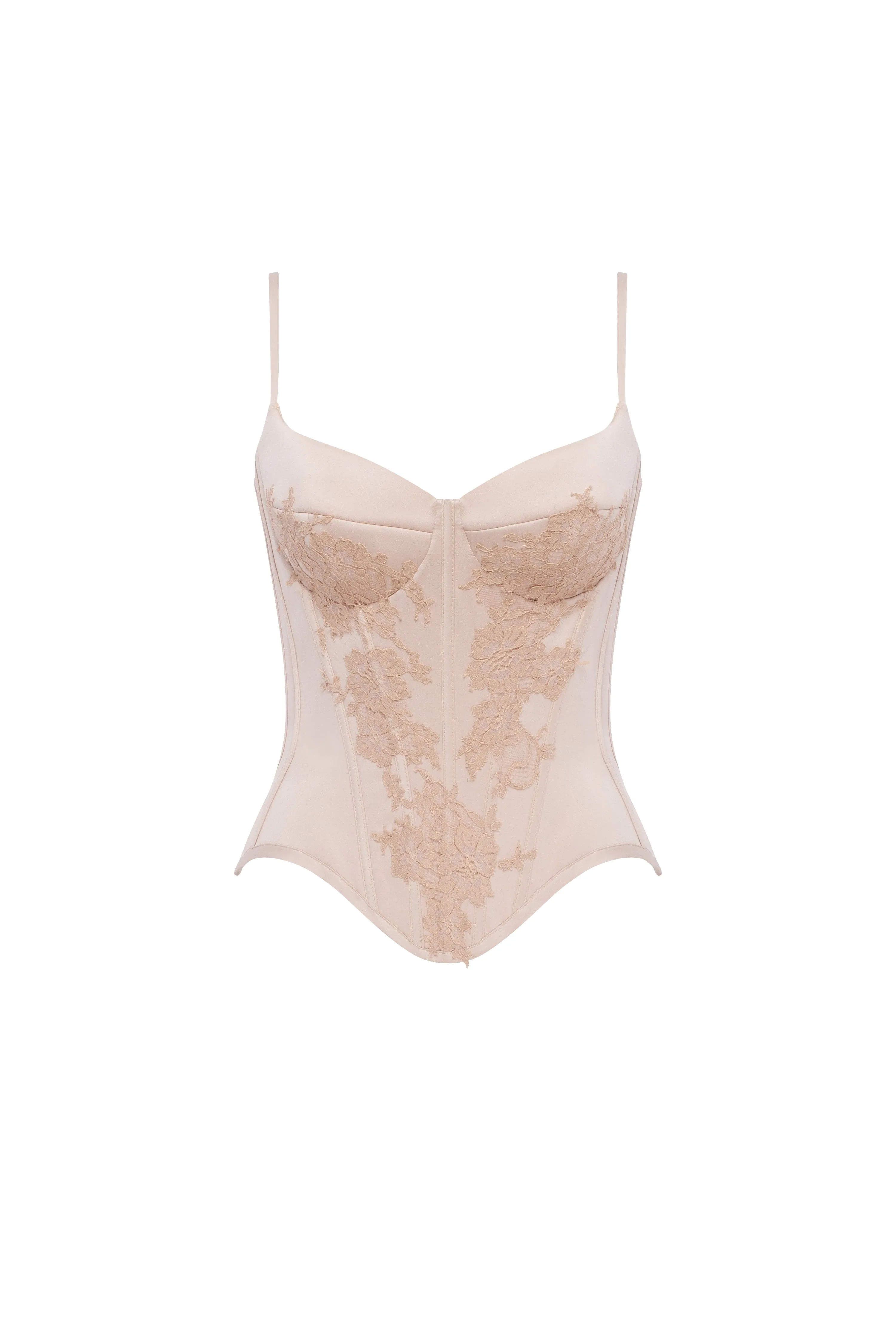 Beige sculpting lace corset, Parisienne sold by Milla