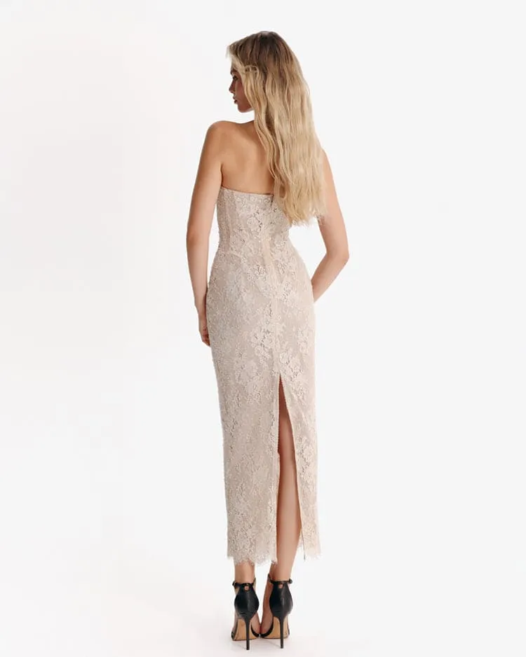 Nude lace corset maxi dress sold by Milla product image thumbnail 3