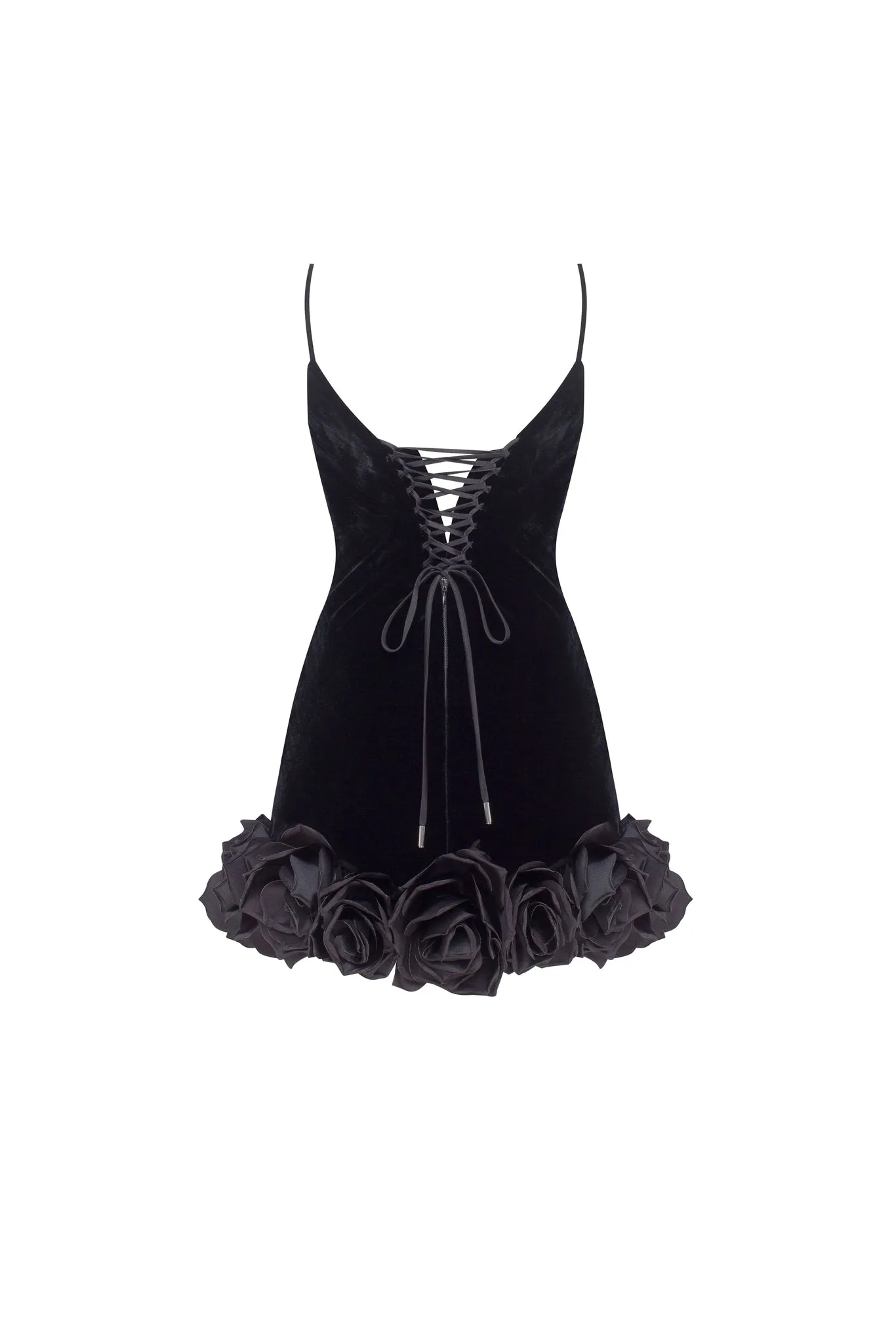 Black velvet mini dress with 3D flowers sold by Milla product image thumbnail 4