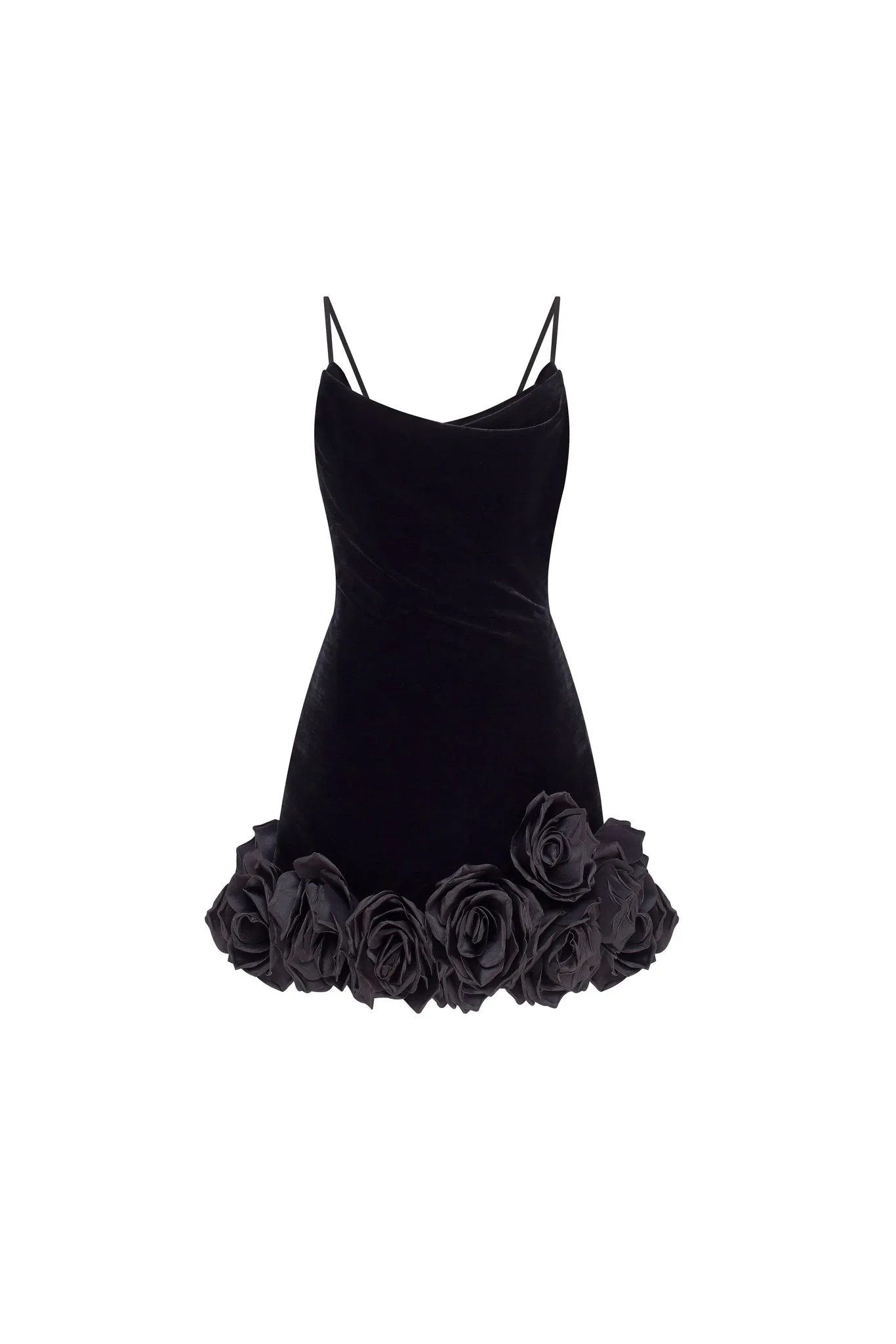 Black velvet mini dress with 3D flowers sold by Milla product image thumbnail 2