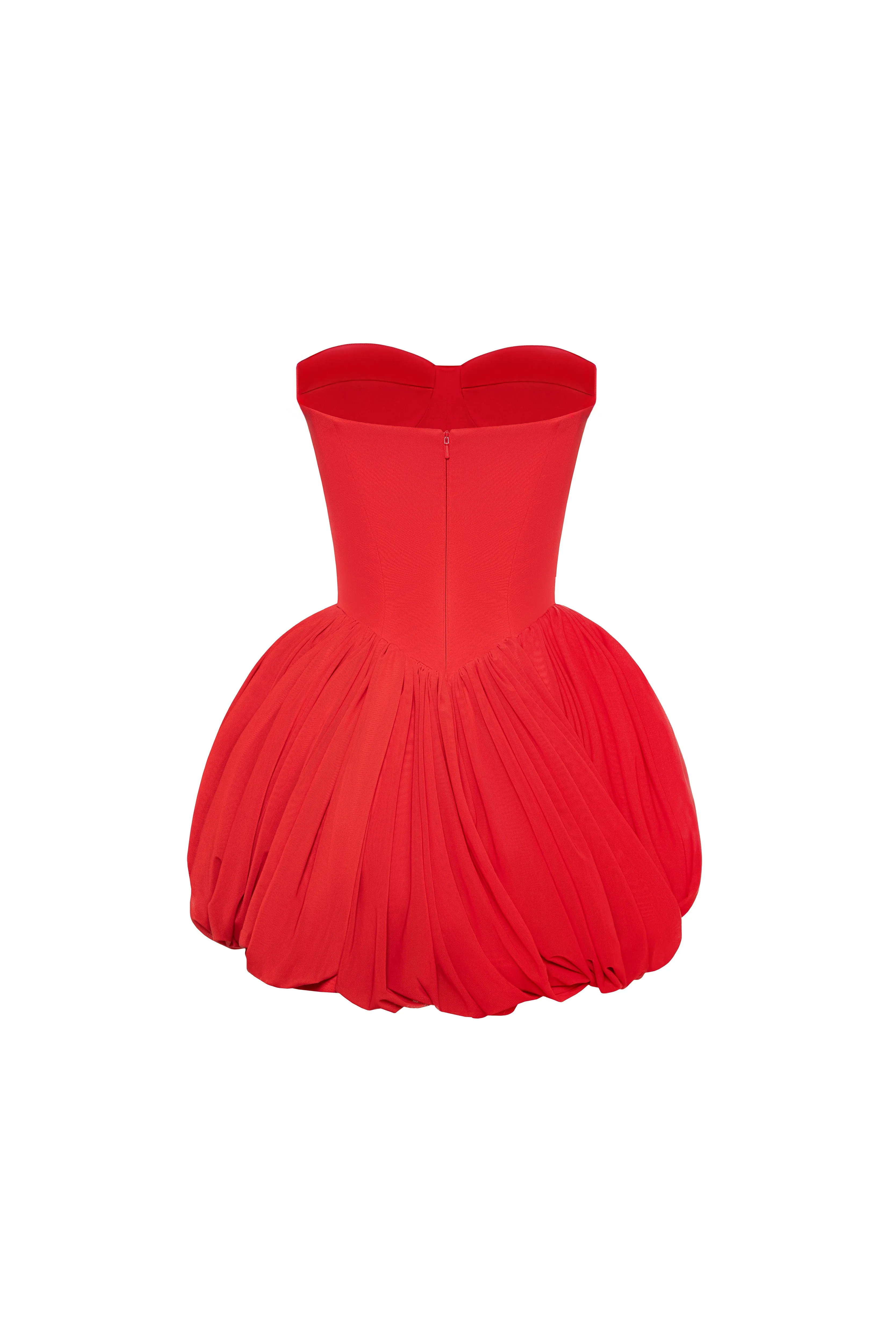 Red corset mini dress with draped skirt sold by Milla product image thumbnail 4