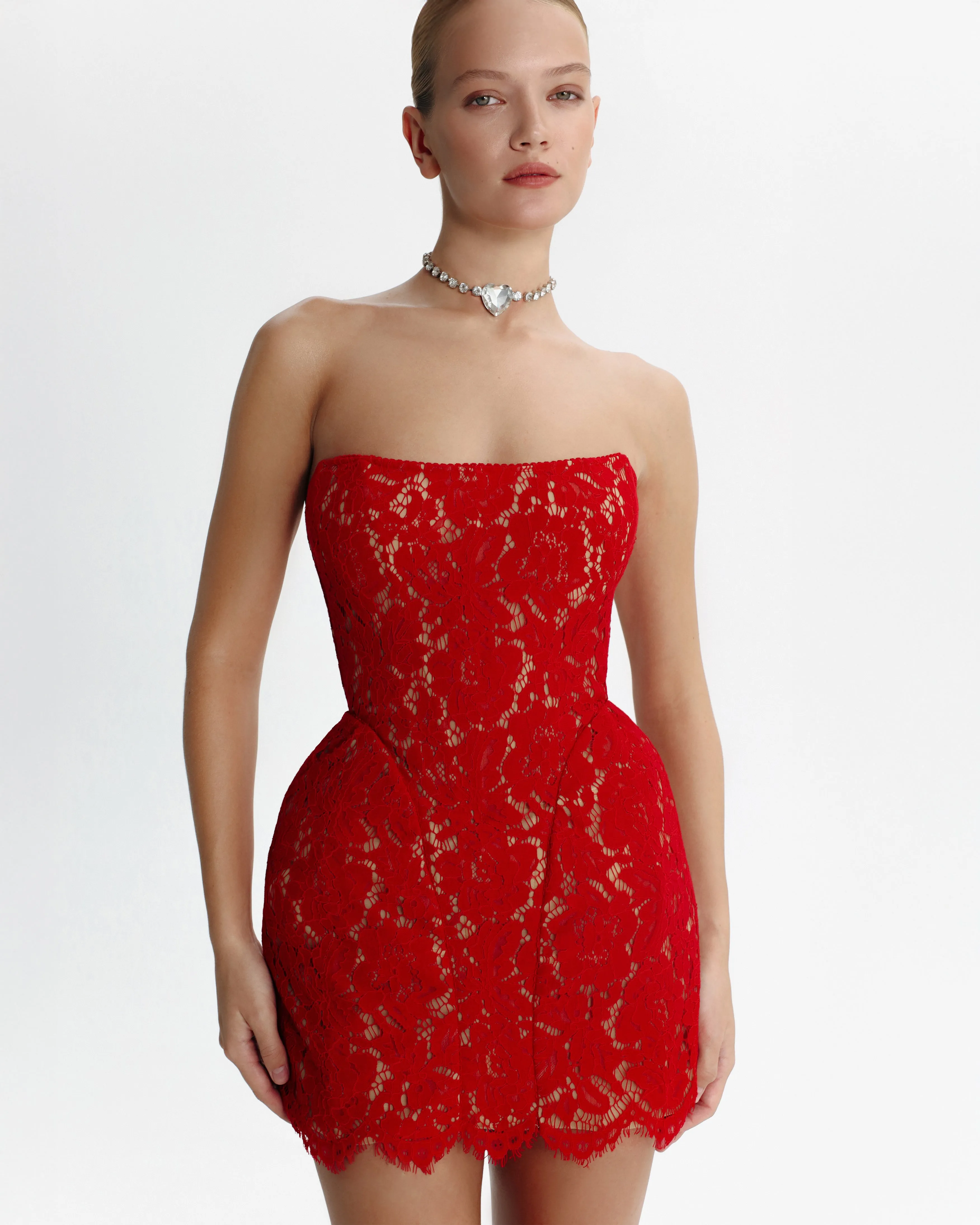 Fitted red lace mini dress sold by Milla product image thumbnail 5