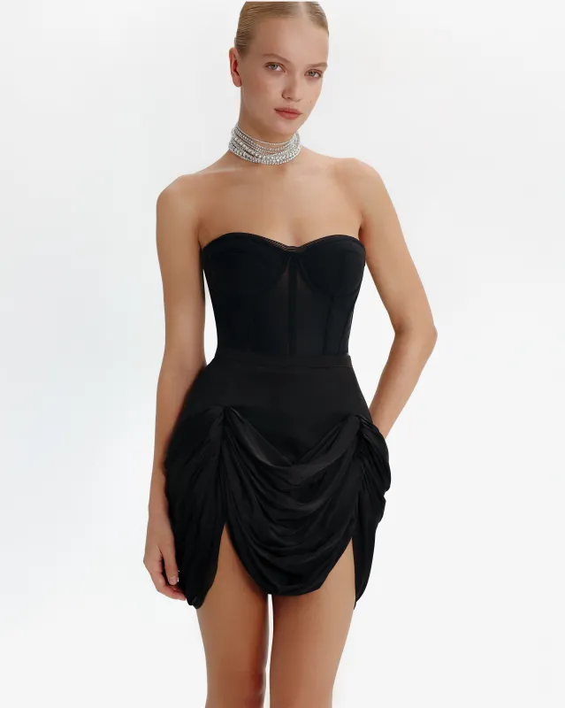 Black mini skirt with draping made by Milla