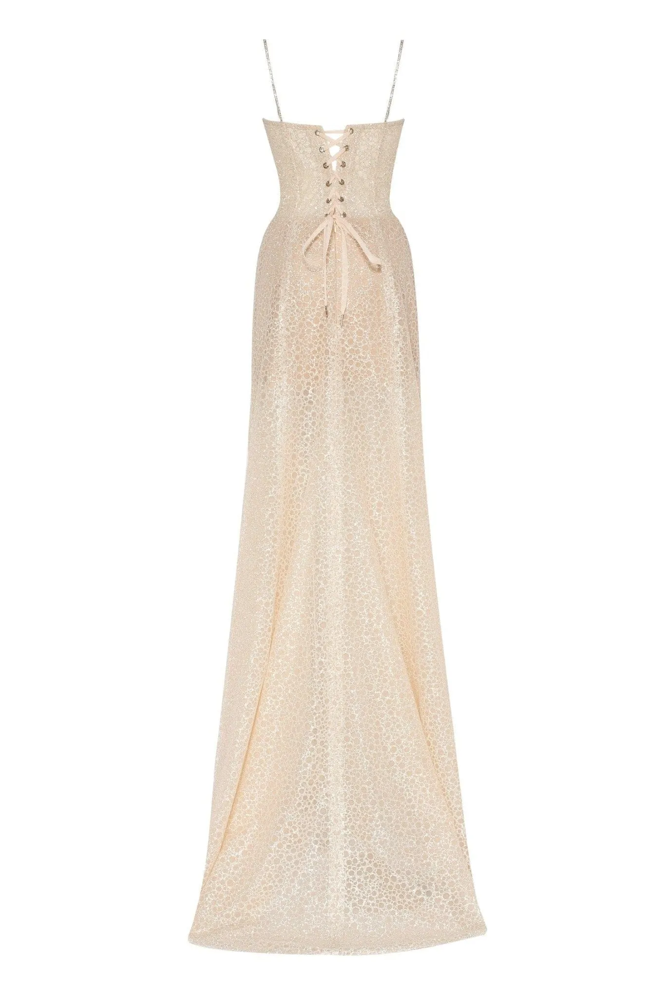 Golden Royal fitted evening gown with the high slit sold by Milla product image thumbnail 4