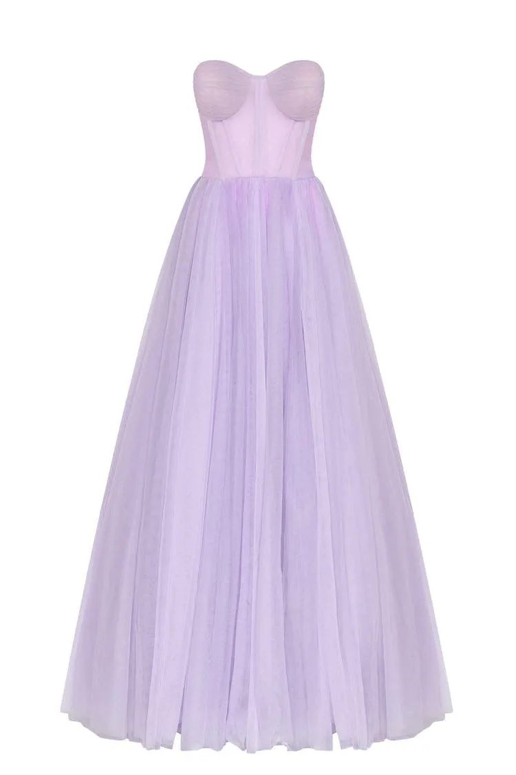 Lavender Tulle Maxi Dress with a Corset Bustier sold by Milla product image thumbnail 2