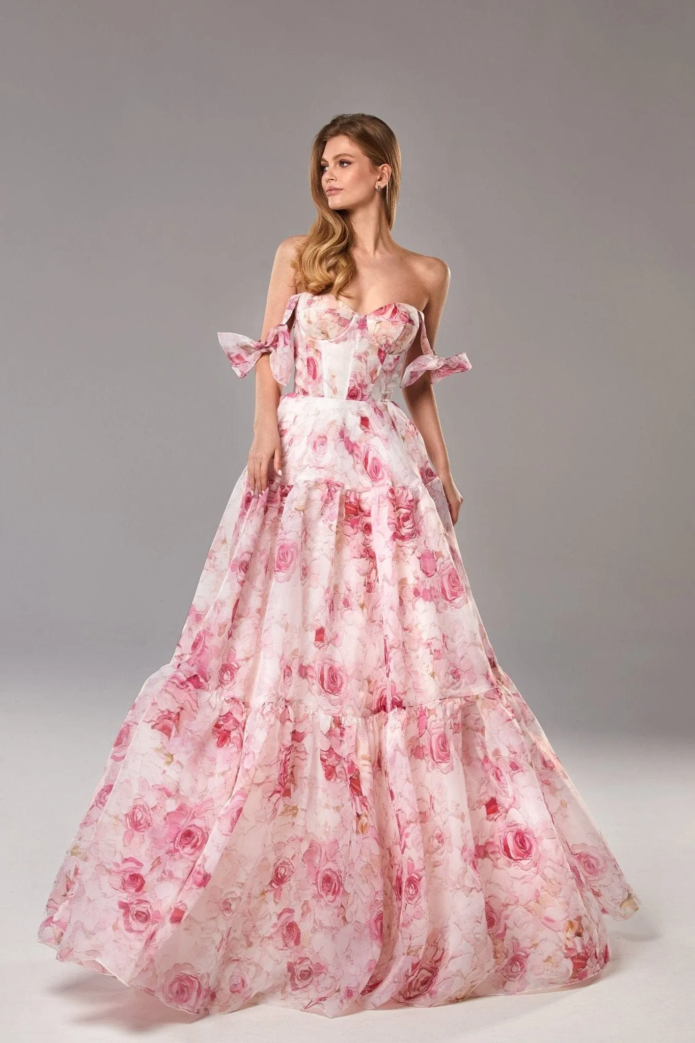 Pink Peony Tender floral maxi tie-strap dress sold by Milla