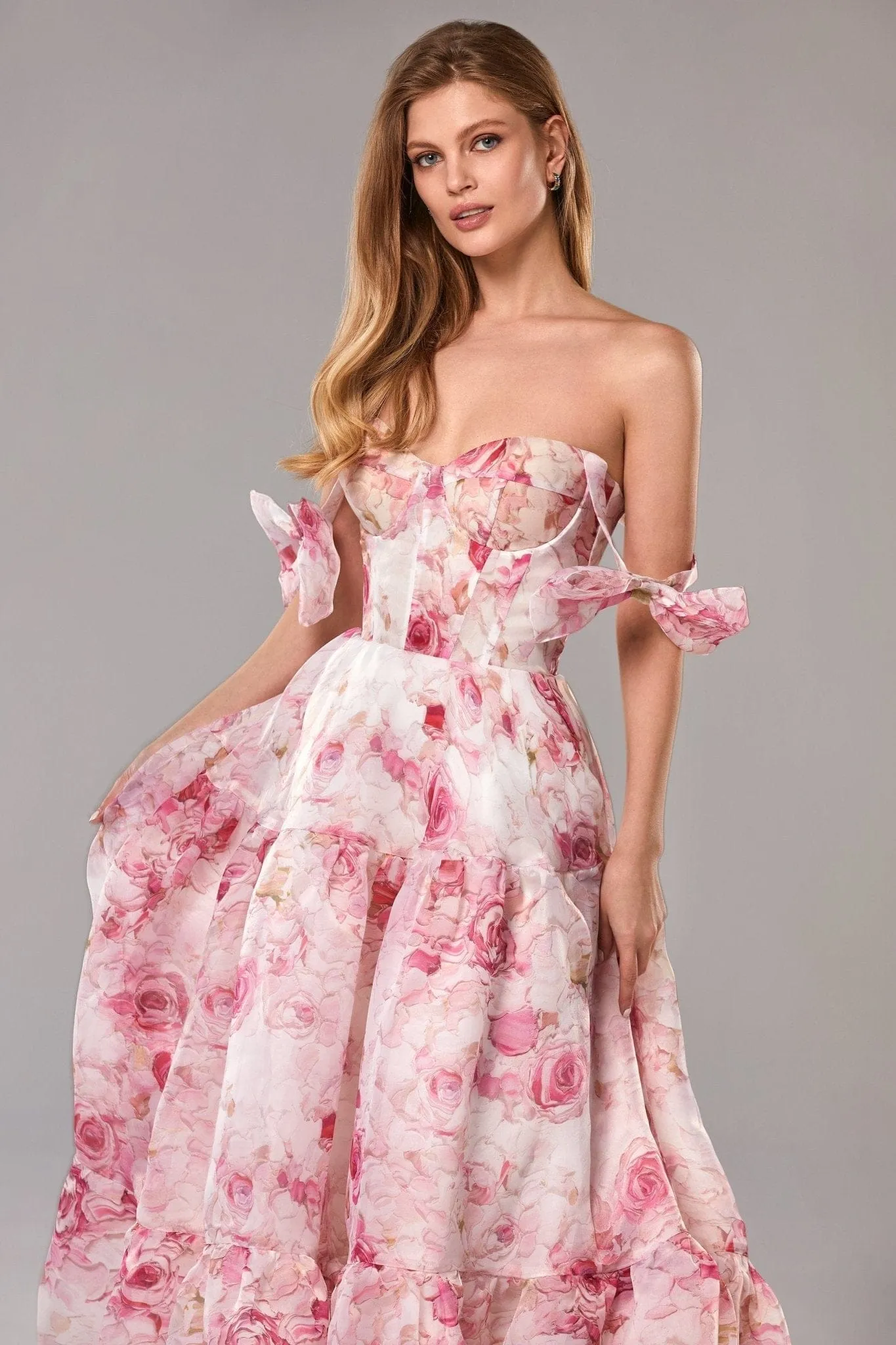 Pink Peony Tender floral maxi tie-strap dress sold by Milla product image thumbnail 3