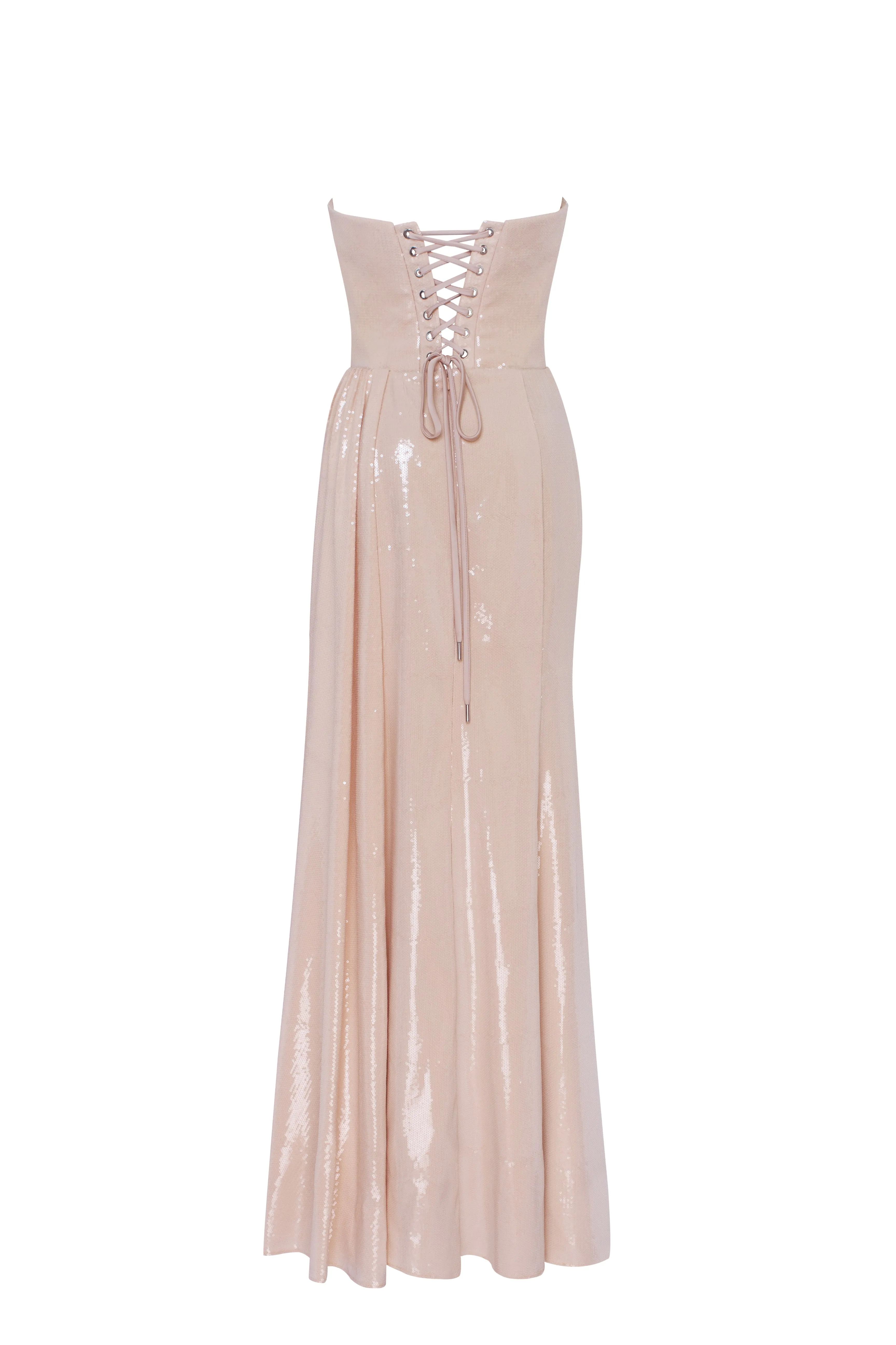 Dazzling sequinned maxi dress in nude with flower detail sold by Milla product image thumbnail 4