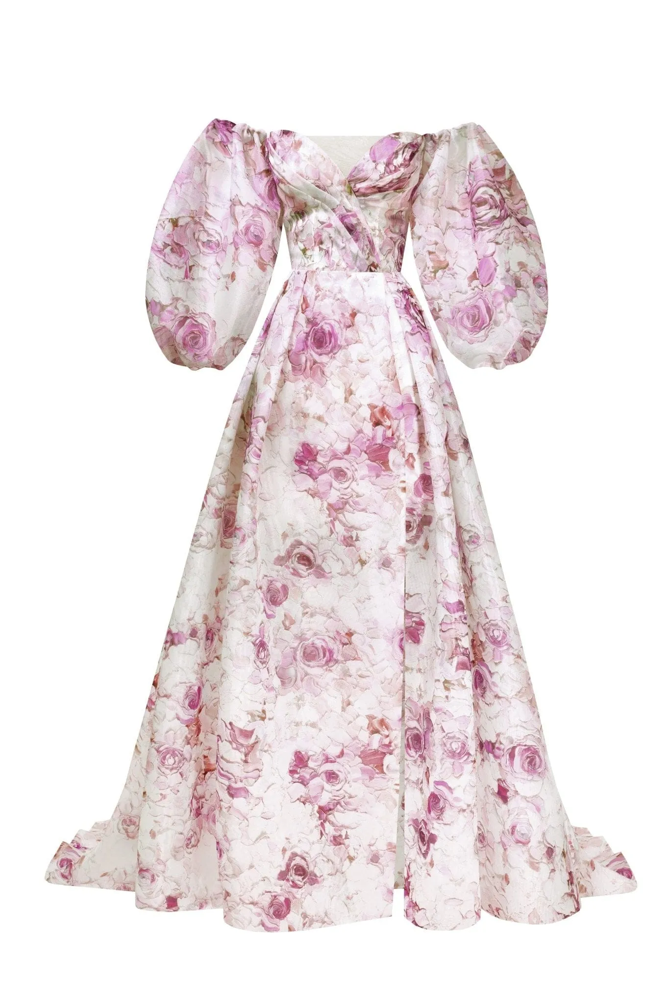 Pink Peony Elegant floral puff sleeve maxi dress sold by Milla product image thumbnail 2
