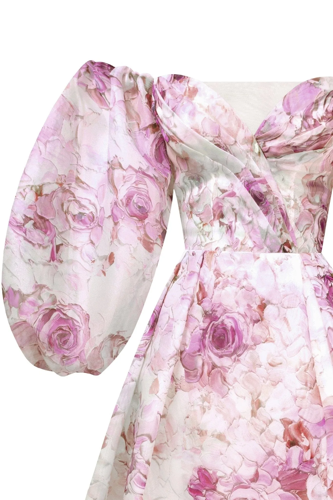 Pink Peony Elegant floral puff sleeve maxi dress sold by Milla product image thumbnail 4