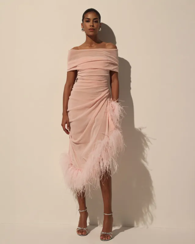 Velvet Dress with Feathers made by Milla
