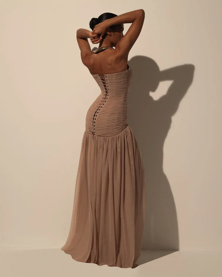 Maxi Dress in Italian Mesh with Corset Bodice sold by Milla product image thumbnail 3