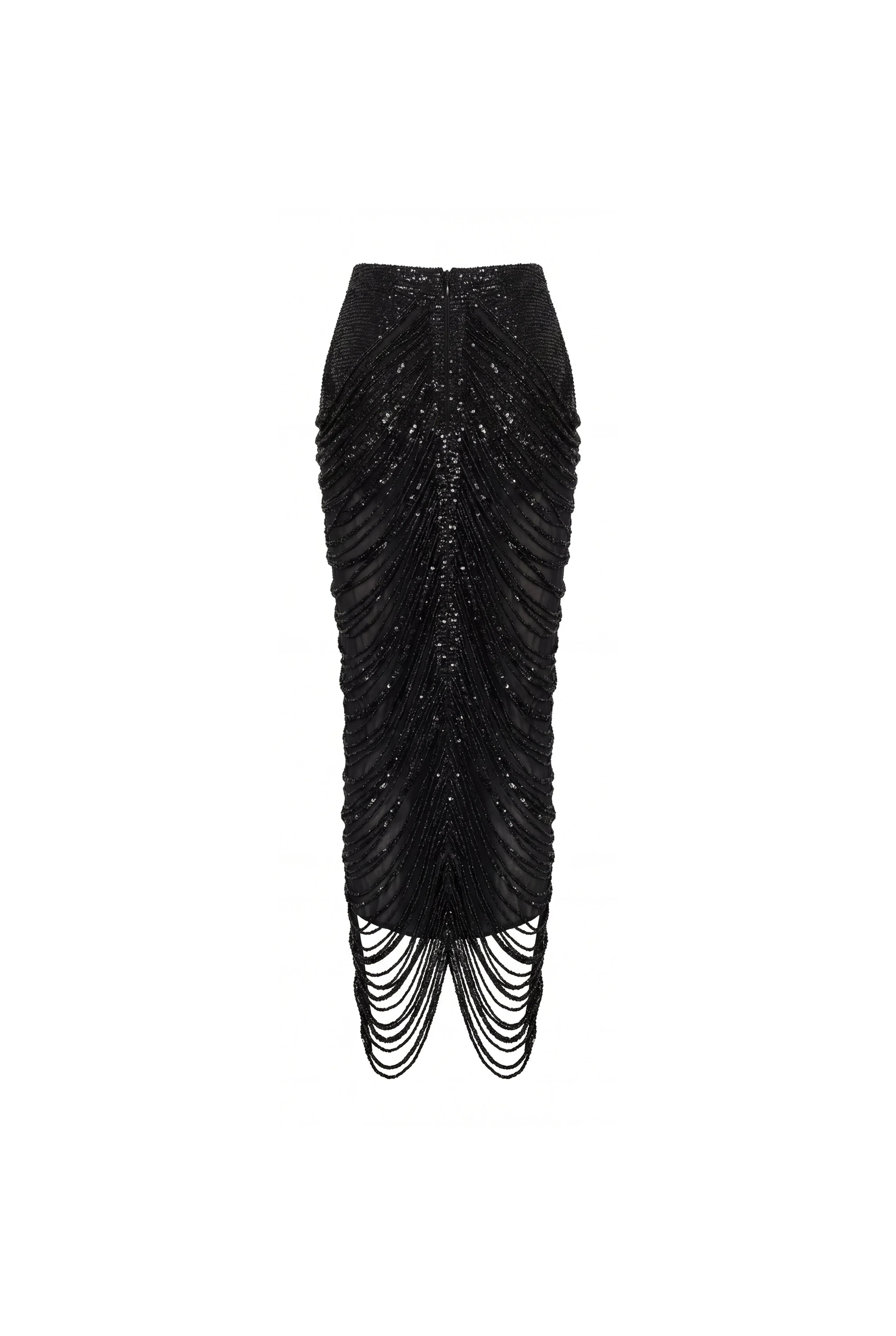 Black Sequin Midi Skirt with Draping sold by Milla product image thumbnail 4