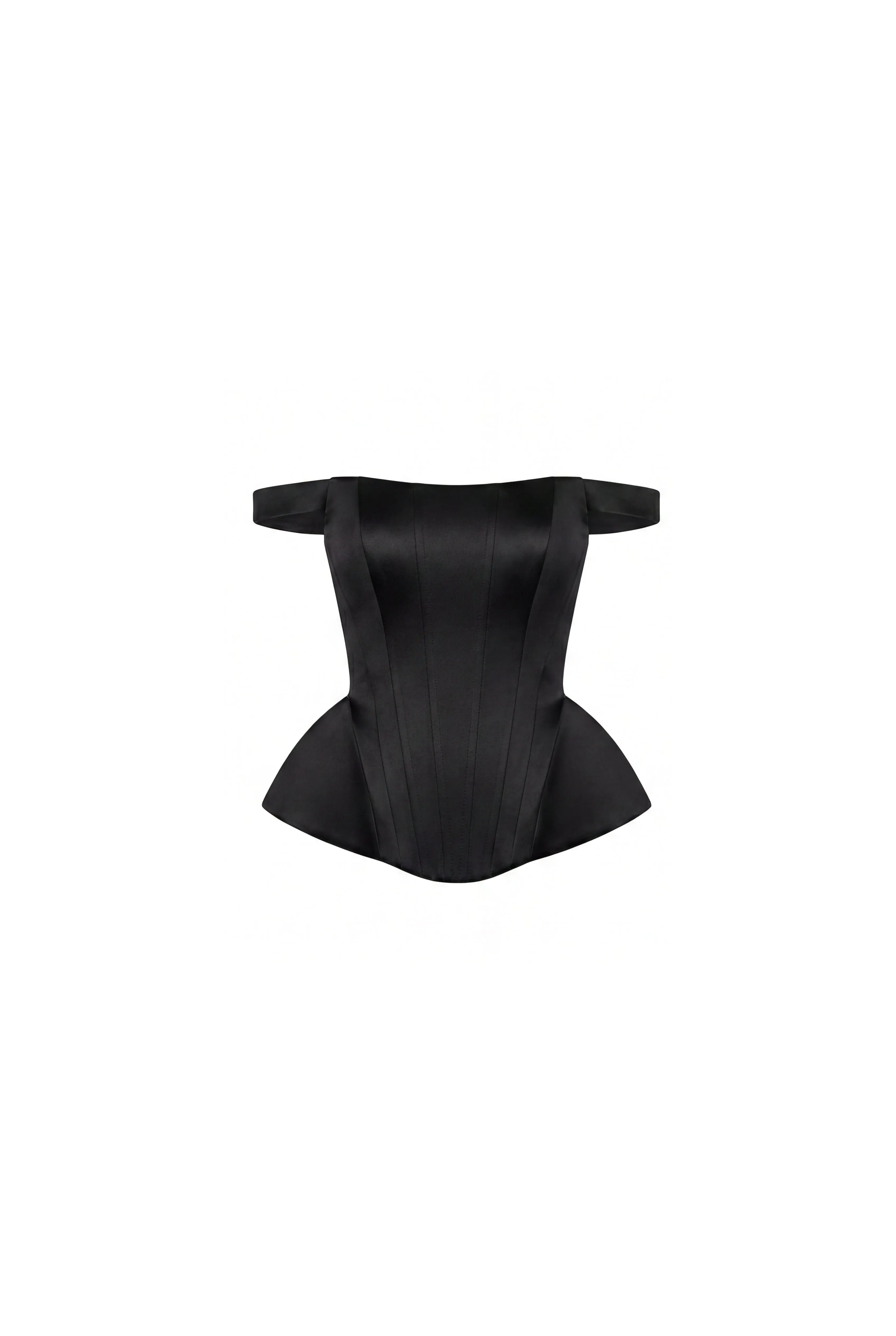 Black Satin Corset with Off-the-Shoulder Straps sold by Milla product image thumbnail 2