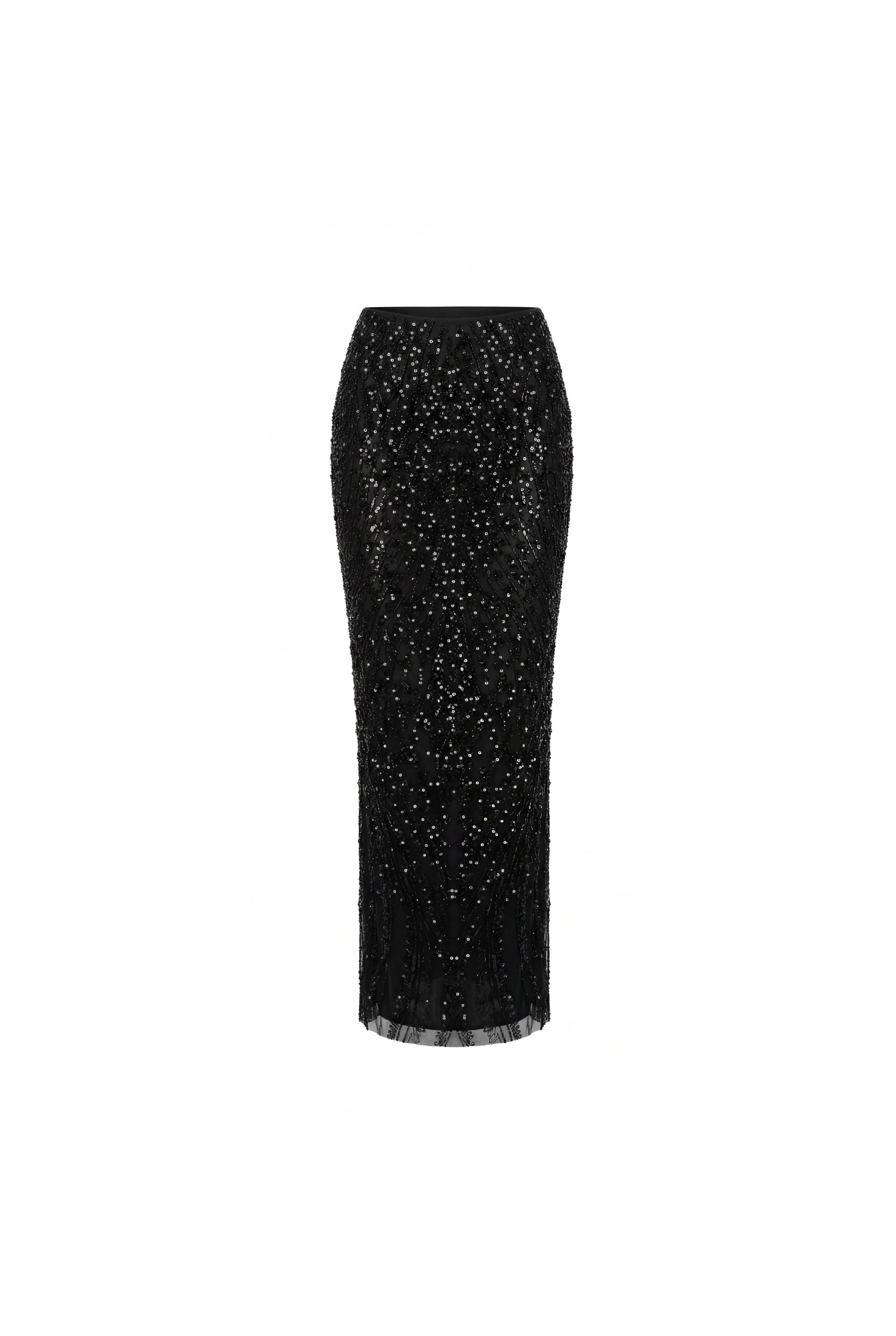Black semi-sheer embroidered lace maxi skirt sold by Milla product image thumbnail 2