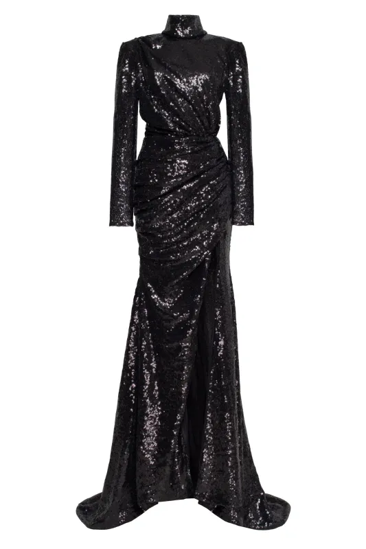 Long-sleeve black sequin dress made by Milla