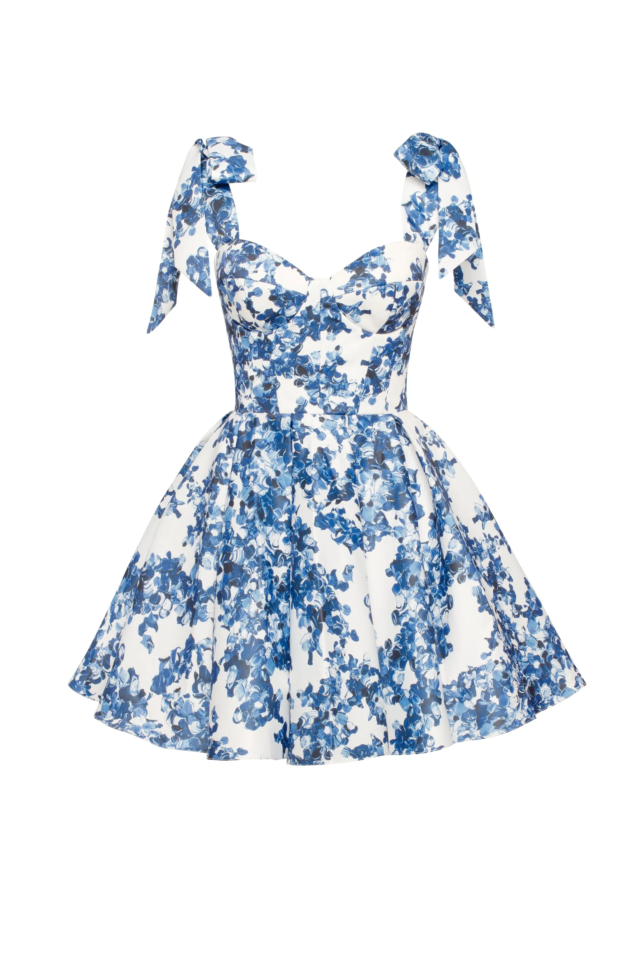 Marvelous blue hydrangea mini dress on straps, Garden of Eden sold by Milla