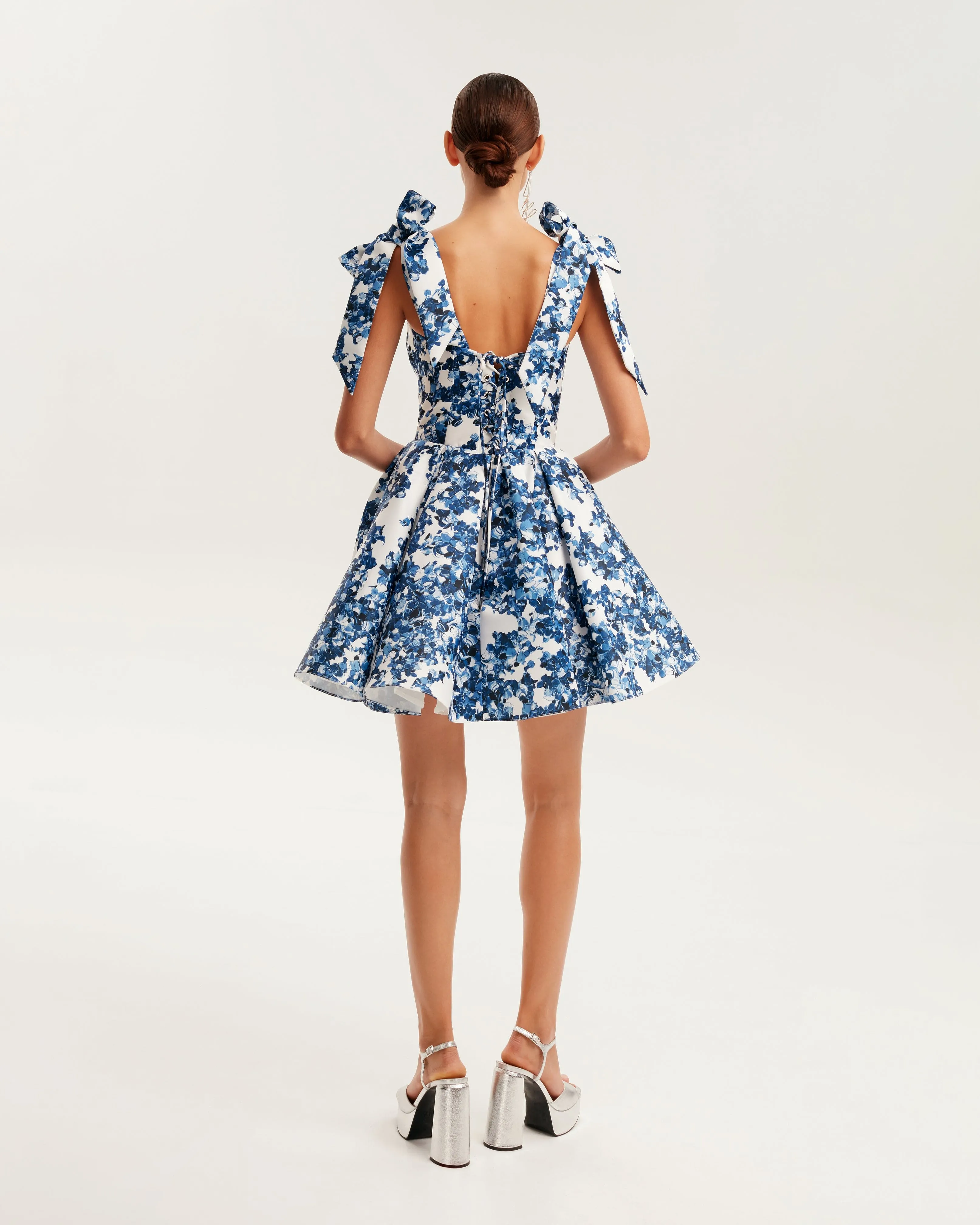 Marvelous blue hydrangea mini dress on straps, Garden of Eden sold by Milla product image thumbnail 4