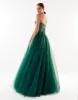 Emerald Green Tulle Maxi Dress with a Corset Bustier sold by Milla