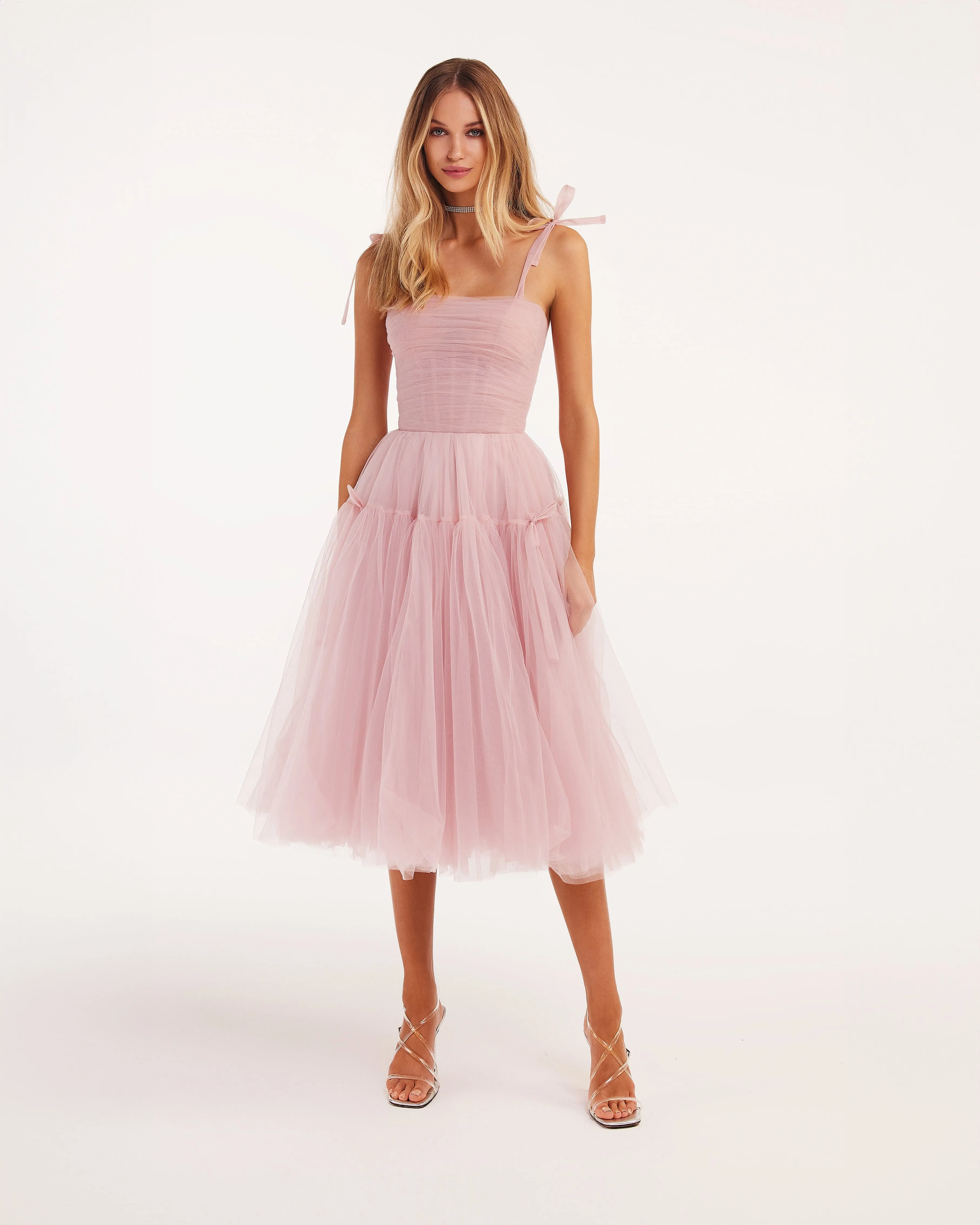 Pink tie-straps tulle dress sold by Milla product image thumbnail 2