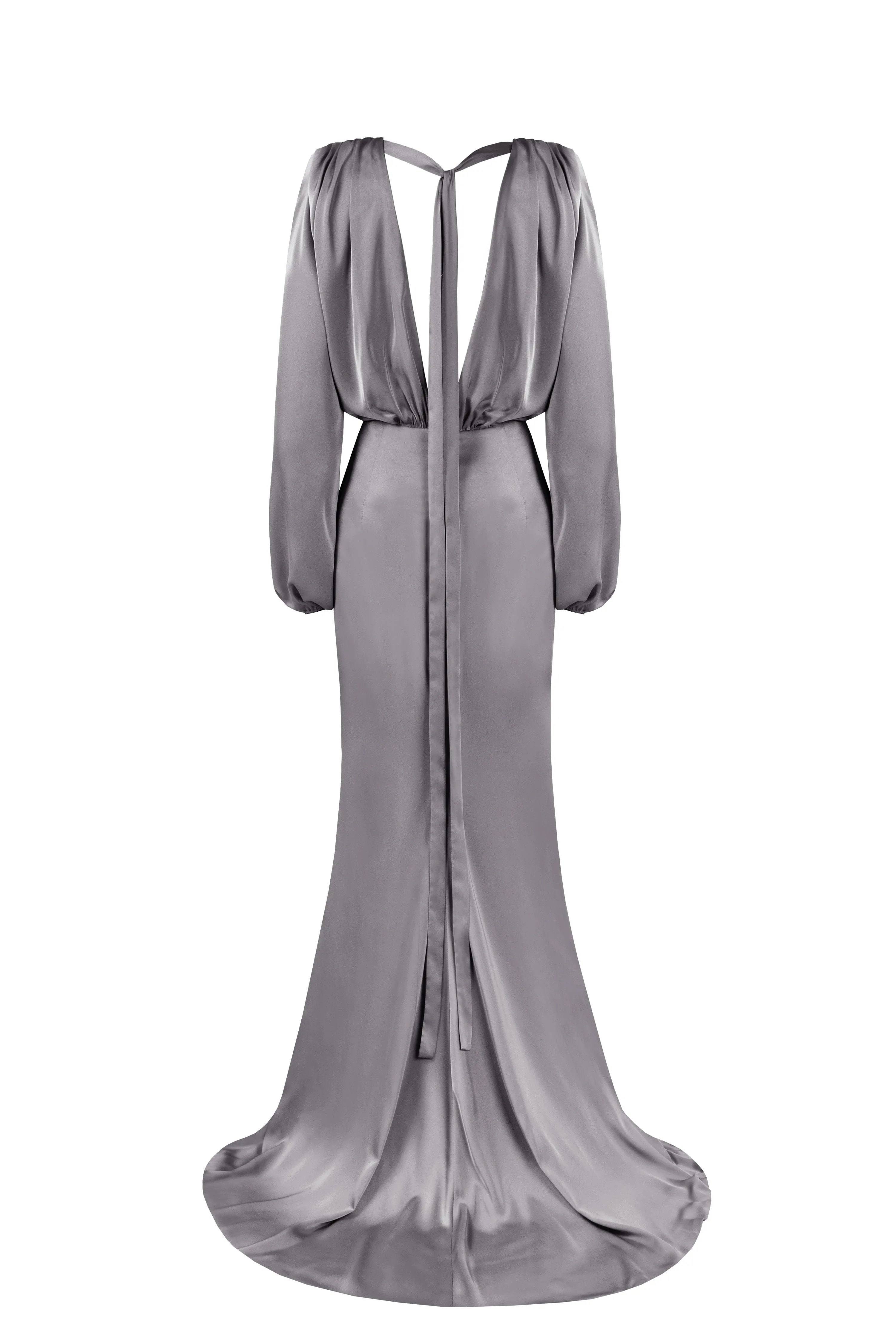 Fancy silver silk maxi evening dress sold by Milla product image thumbnail 3