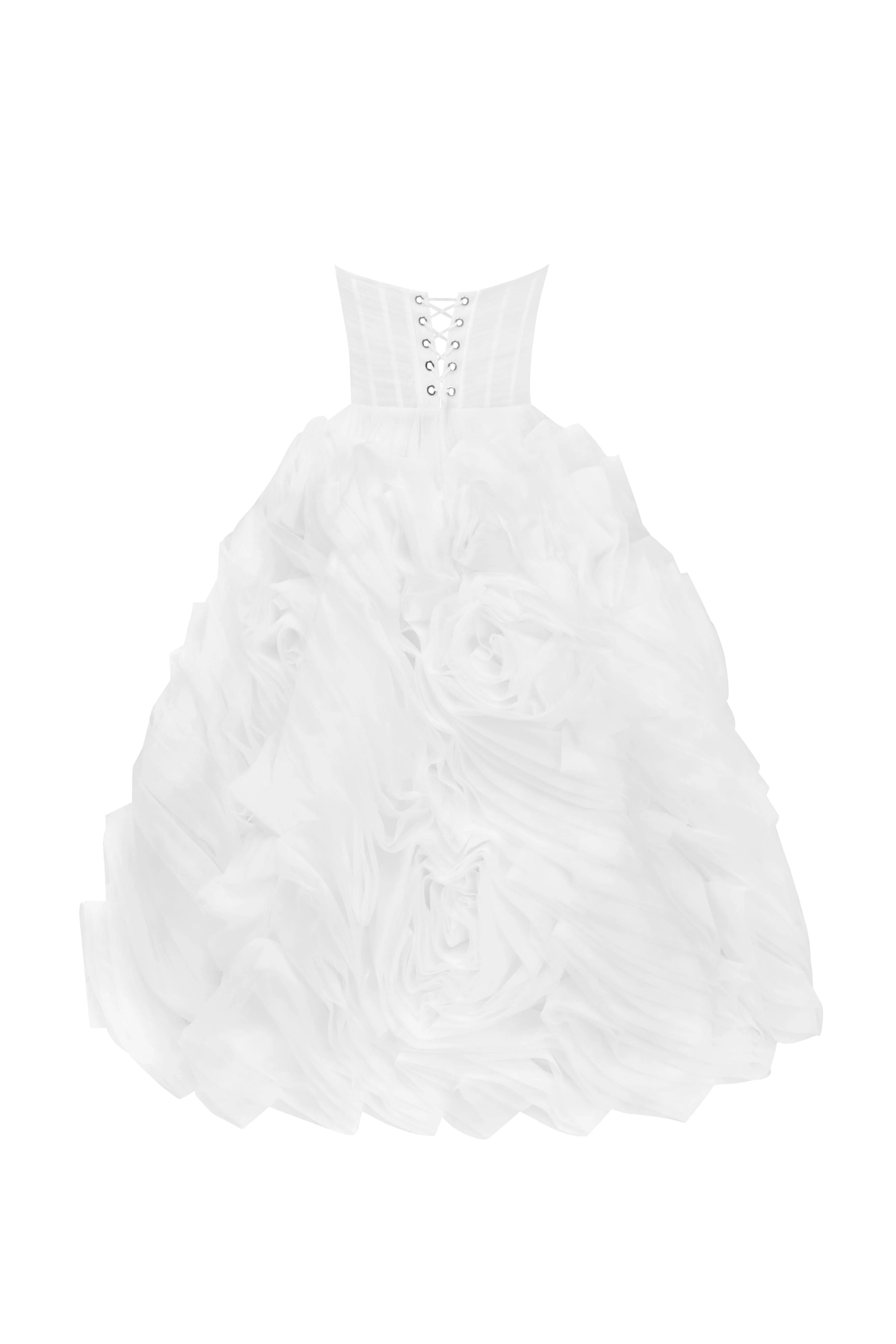 Dramatically flowered tulle dress in white sold by Milla product image thumbnail 3