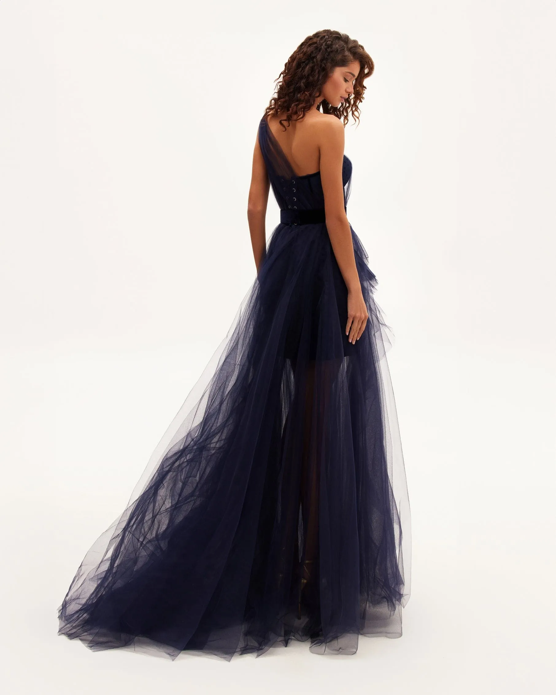 Royal Navy tulle gown with detachable sleeve sold by Milla product image thumbnail 4