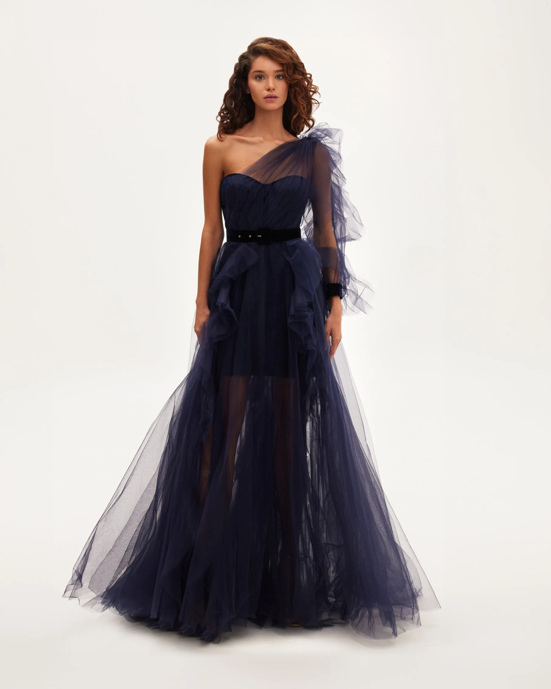 Royal Navy tulle gown with detachable sleeve sold by Milla product image thumbnail 2
