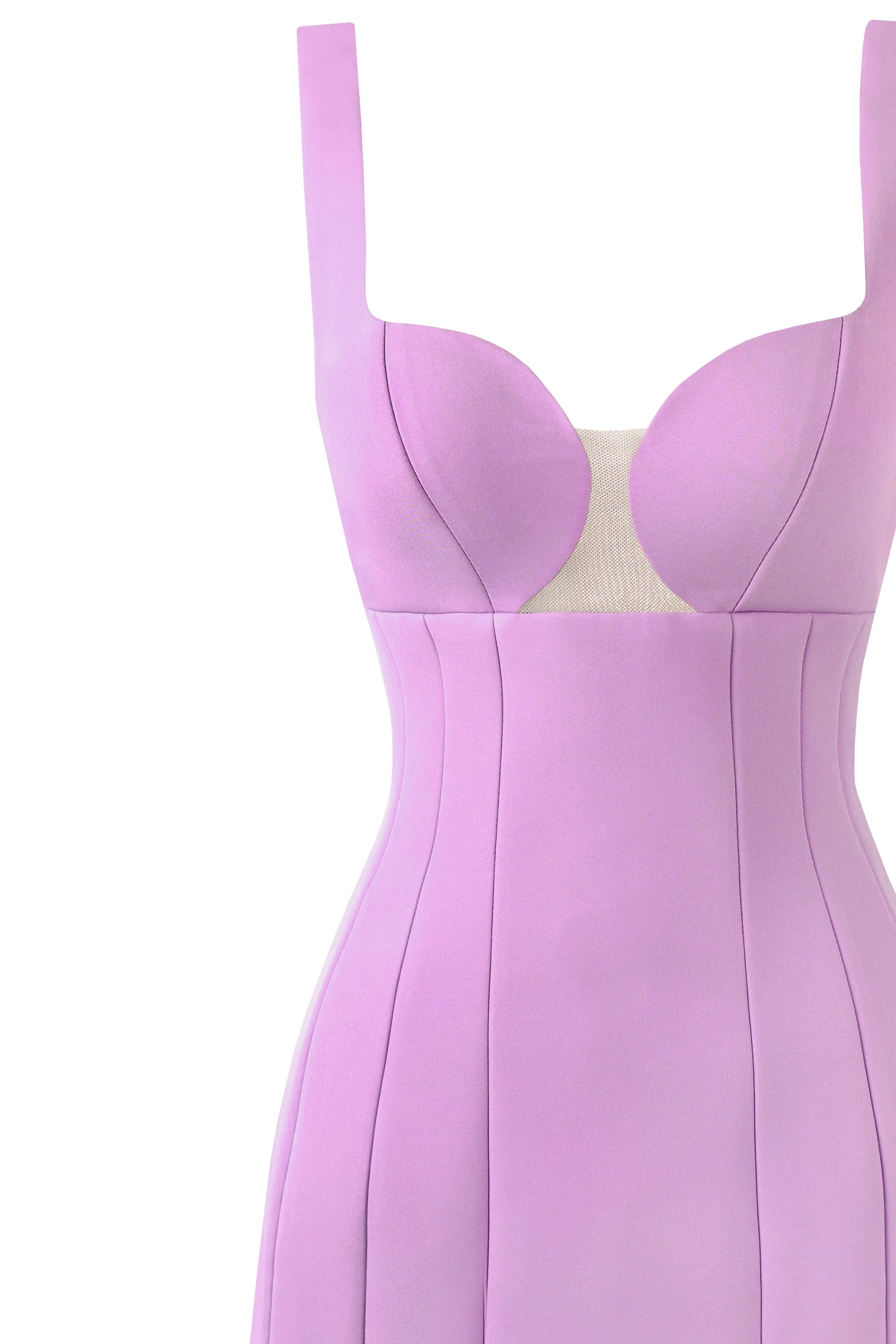 Glossy ultra mini dress in lavender with cutouts sold by Milla product image thumbnail 5