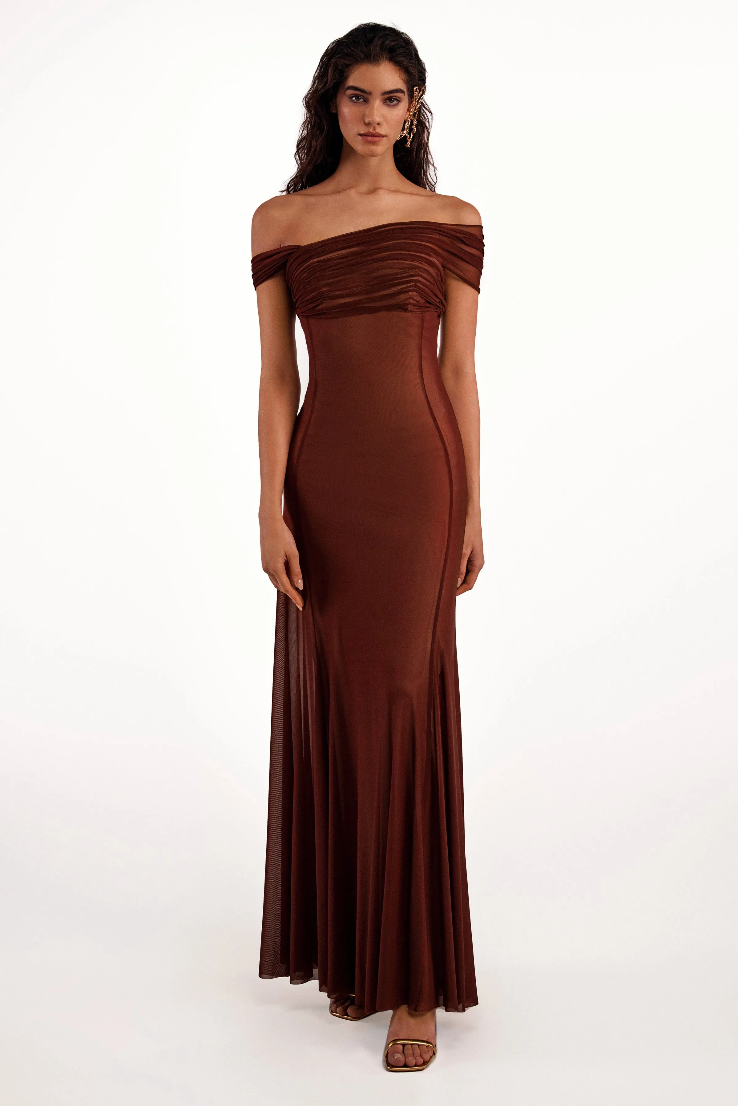 Second-skin maxi dress in chocolate color sold by Milla product image thumbnail 2