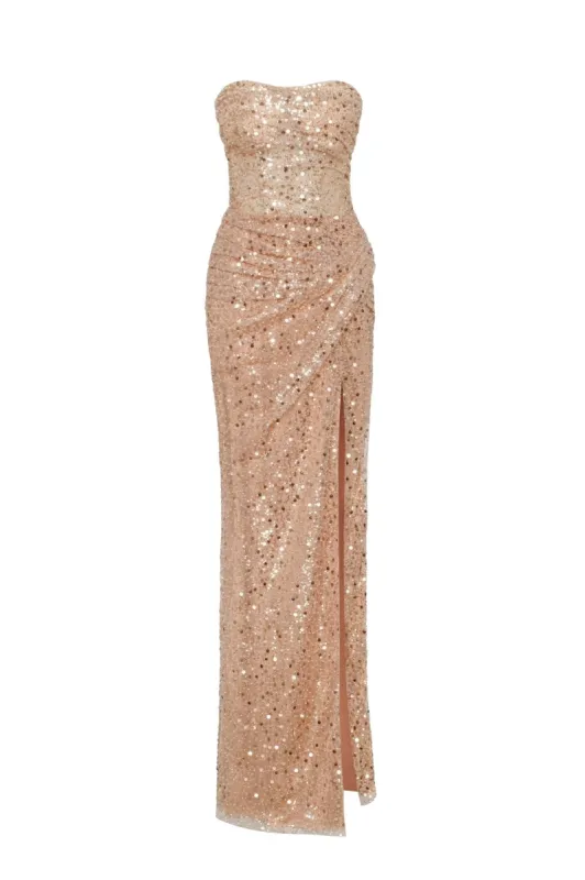 Radiant maxi dress in gold sold by Milla