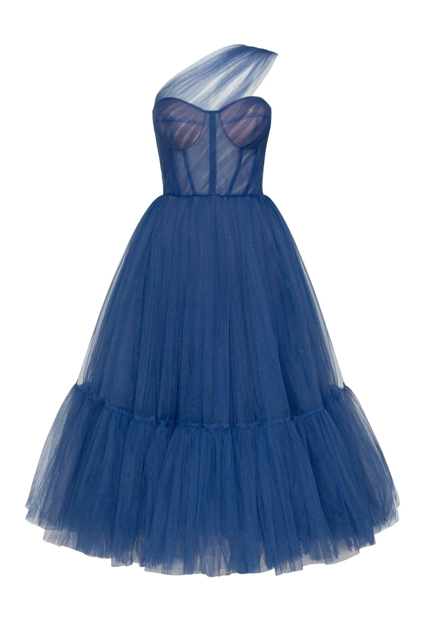 Blue One-Shoulder Cocktail Tulle Dress sold by Milla