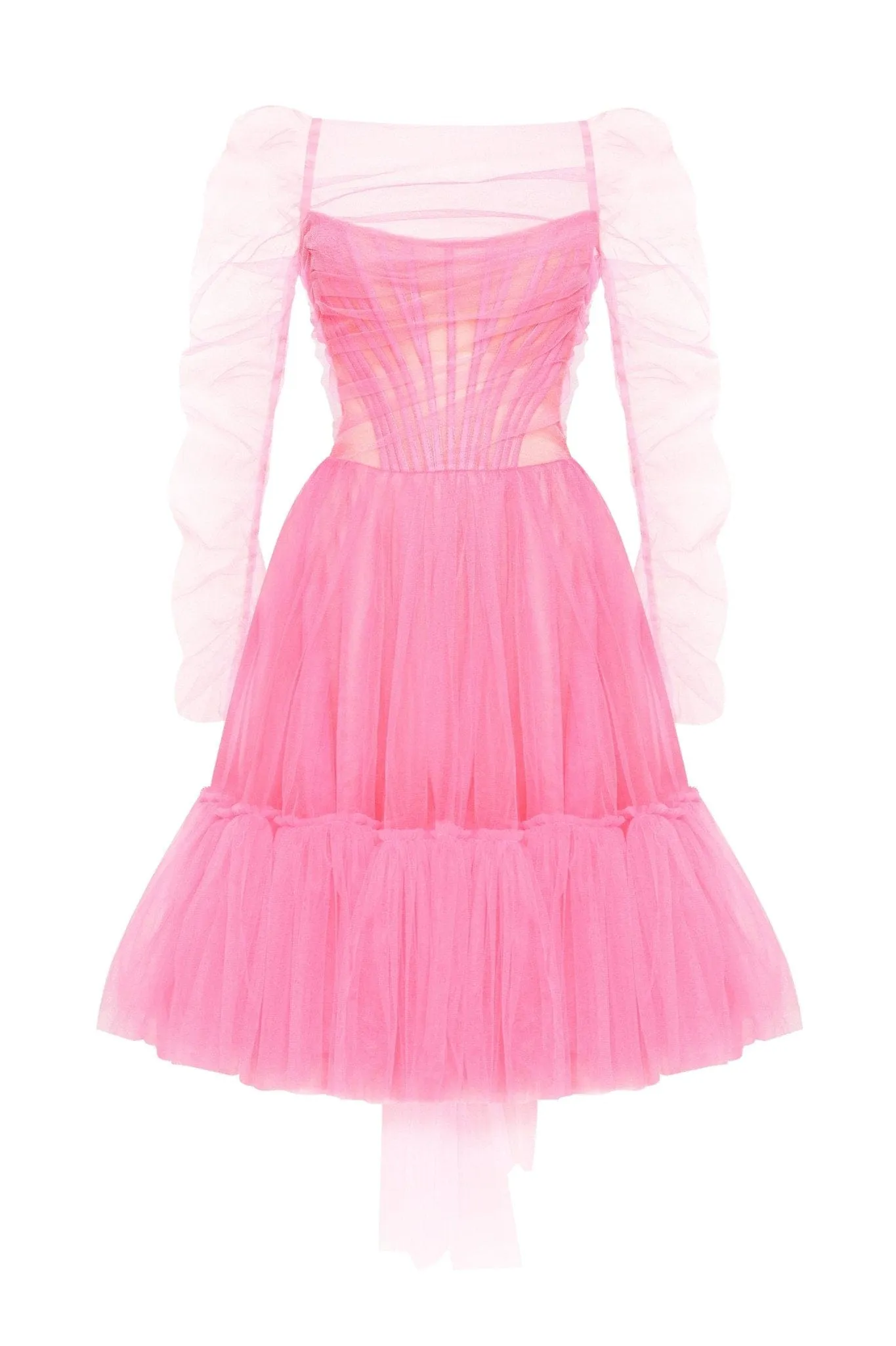 open lace back dress Millà Women's Dramatic Flowered Organza Midi Dress - Pink main image 0