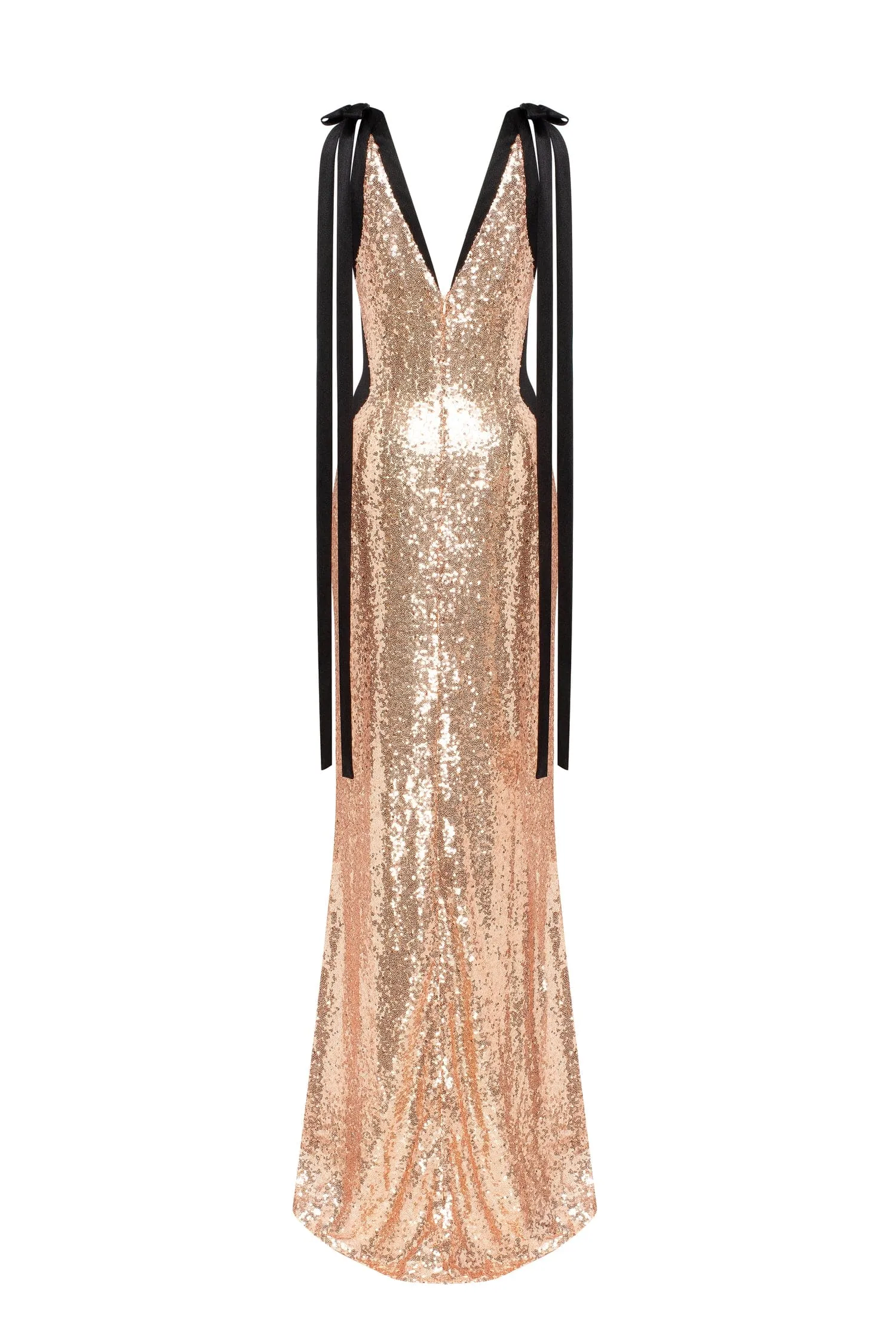 Bizzare fully sequined tie-straps gold maxi dress, Smoky Quartz sold by Milla product image thumbnail 3