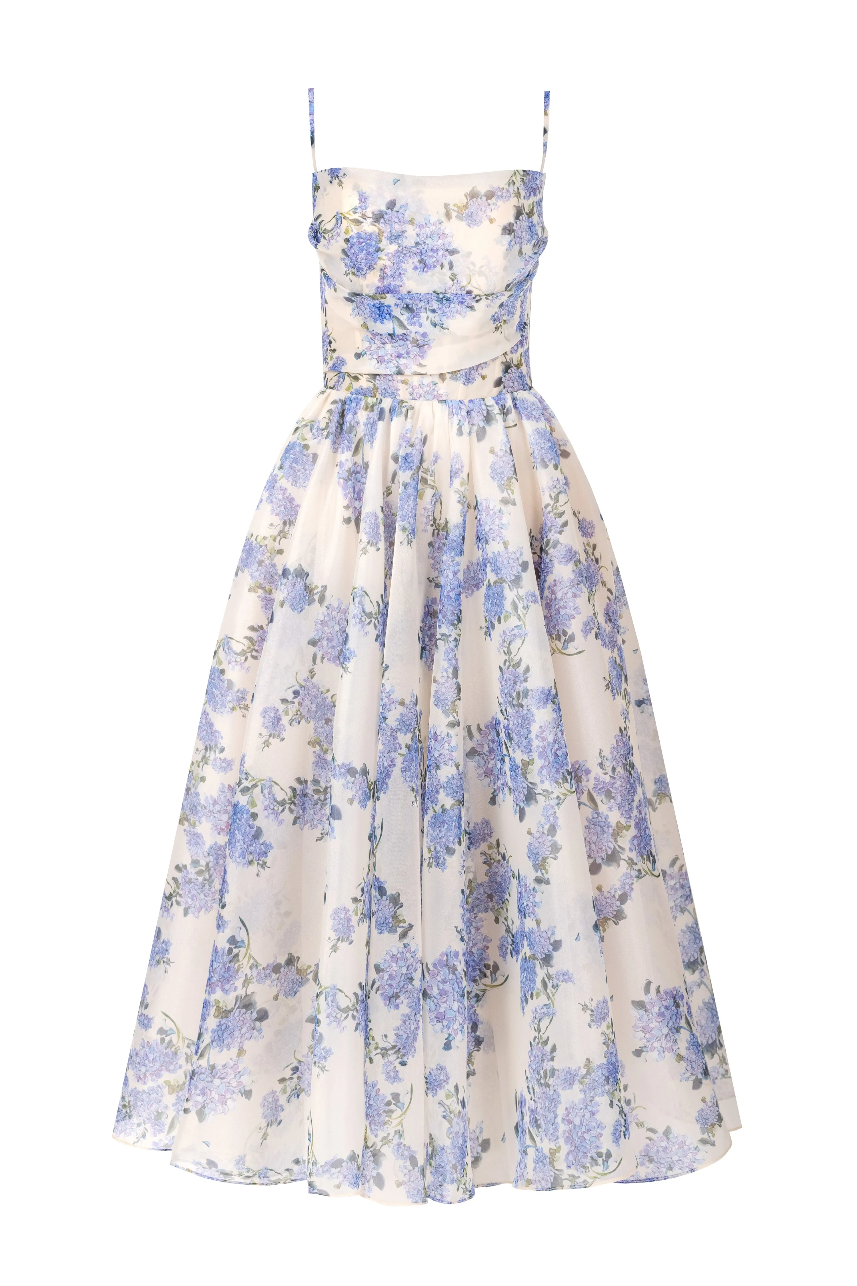 Hydrangea spaghetti strap midi dress sold by Milla