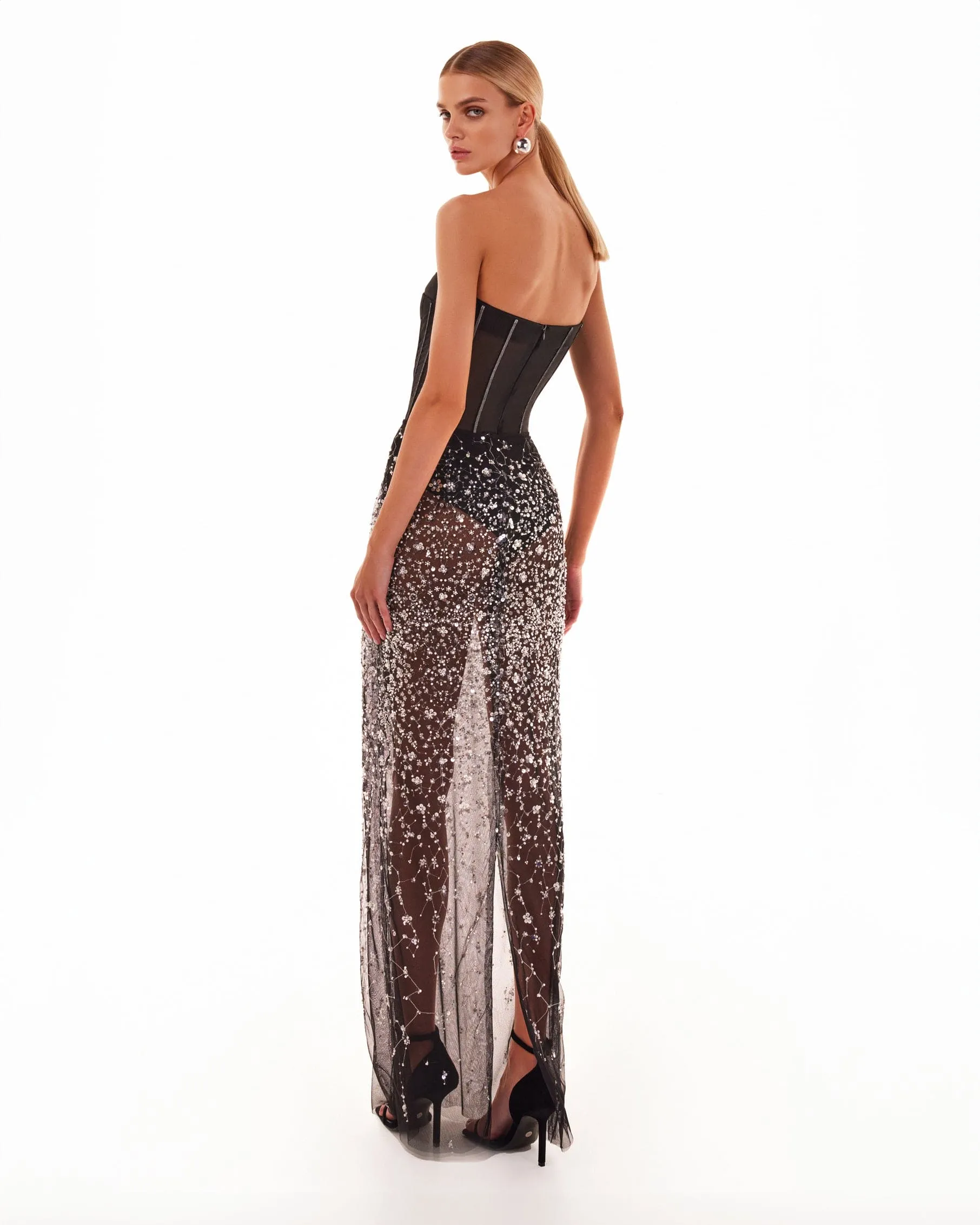 Crystal-covered fabulous black maxi dress sold by Milla product image thumbnail 4