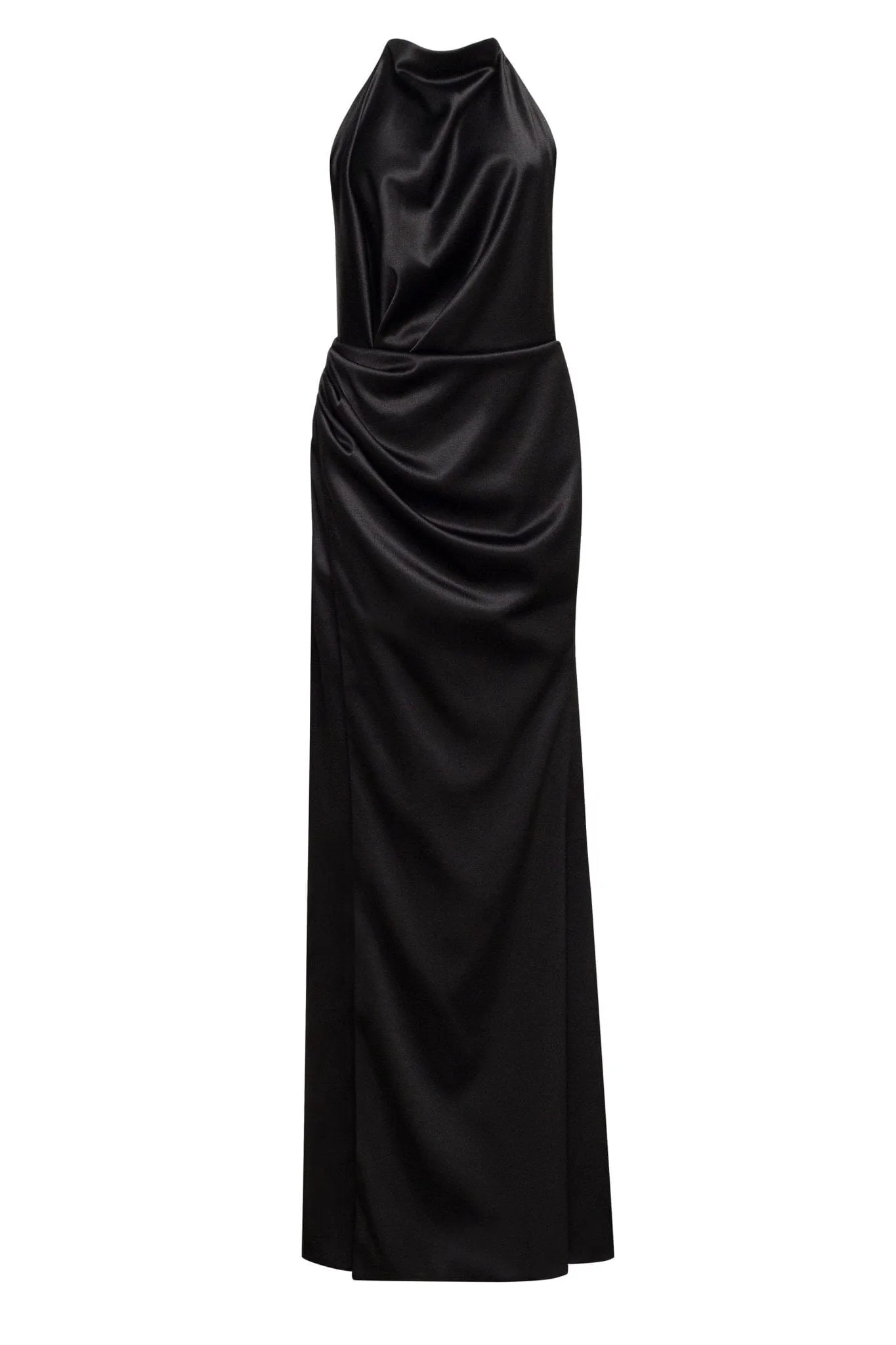 Black Mock neck sleeveless low slit dress sold by Milla