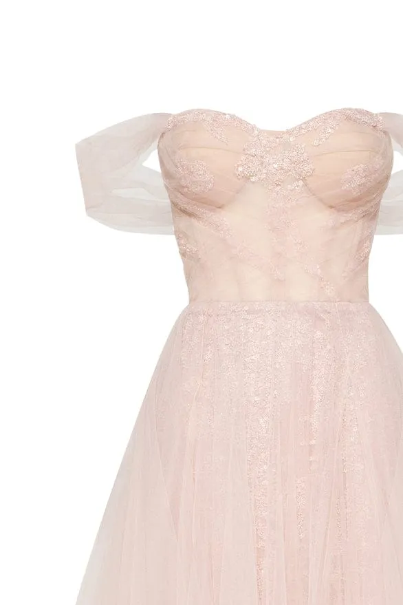 Misty Rose Long off-the-shoulder neckline maxi dress sold by Milla product image thumbnail 5