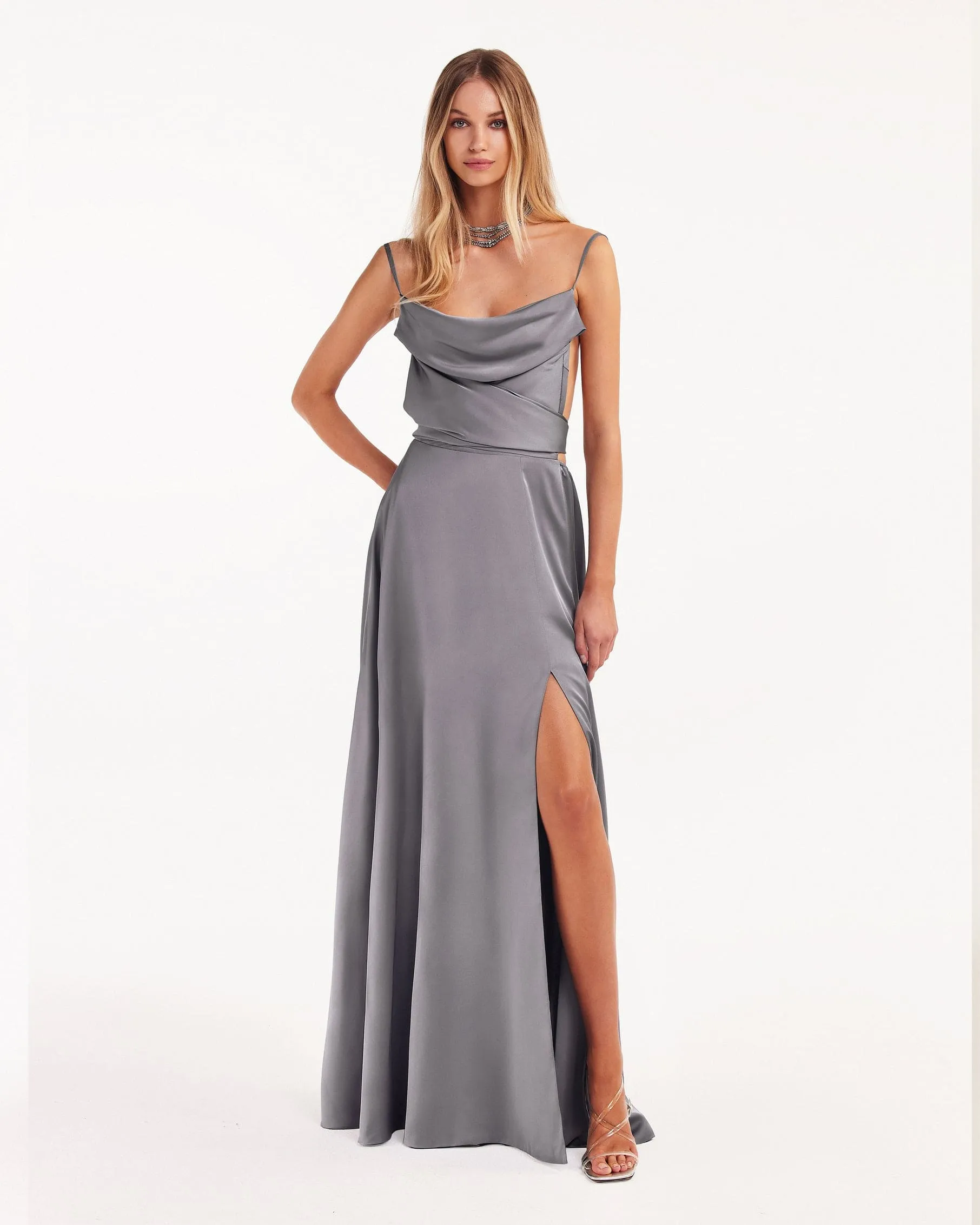 Boudoir silver silk slip dress sold by Milla product image thumbnail 2