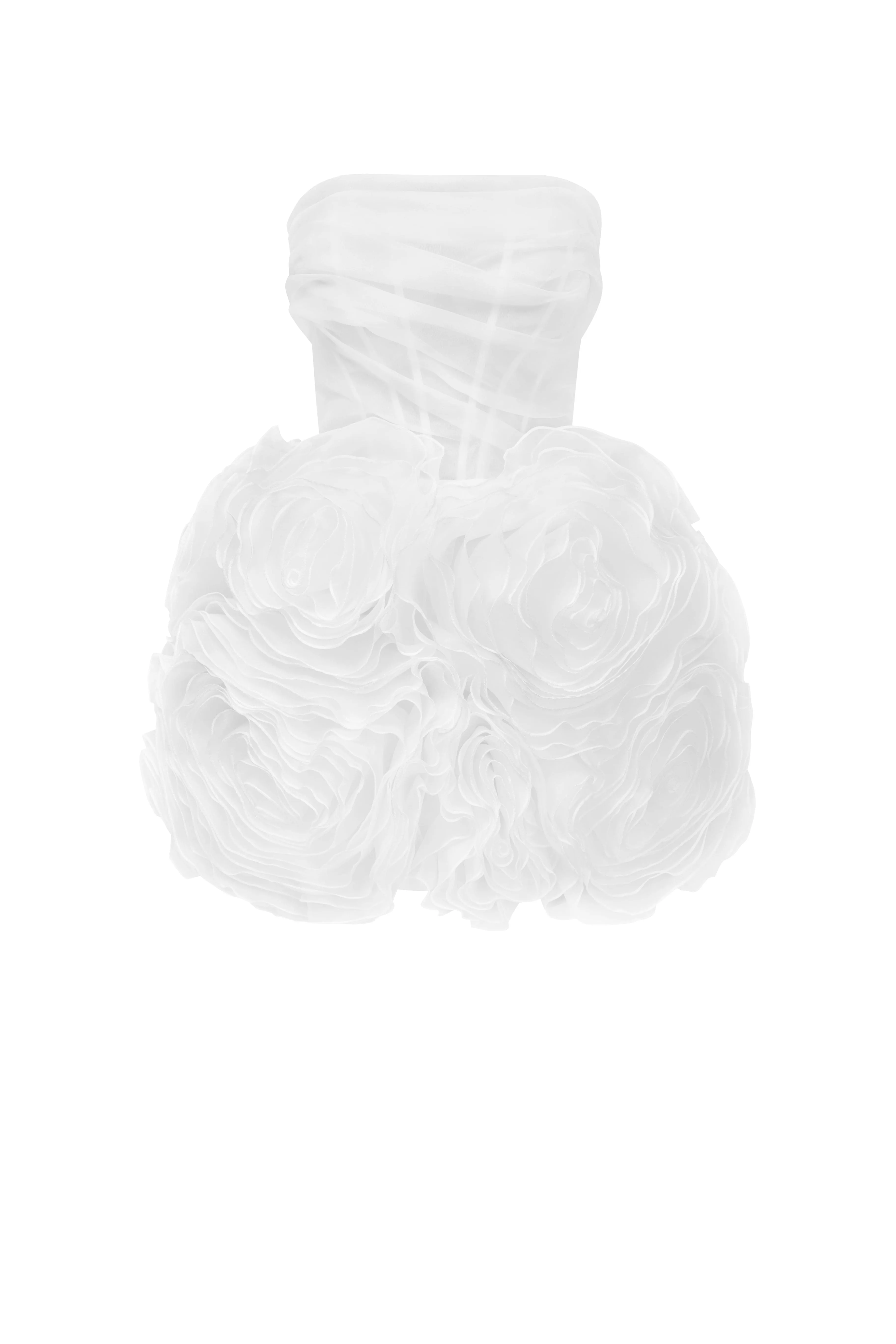Appliquéd organza white mini dress sold by Milla