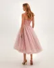 Misty Rose Strapless Puffy Midi Tulle Dress sold by Milla