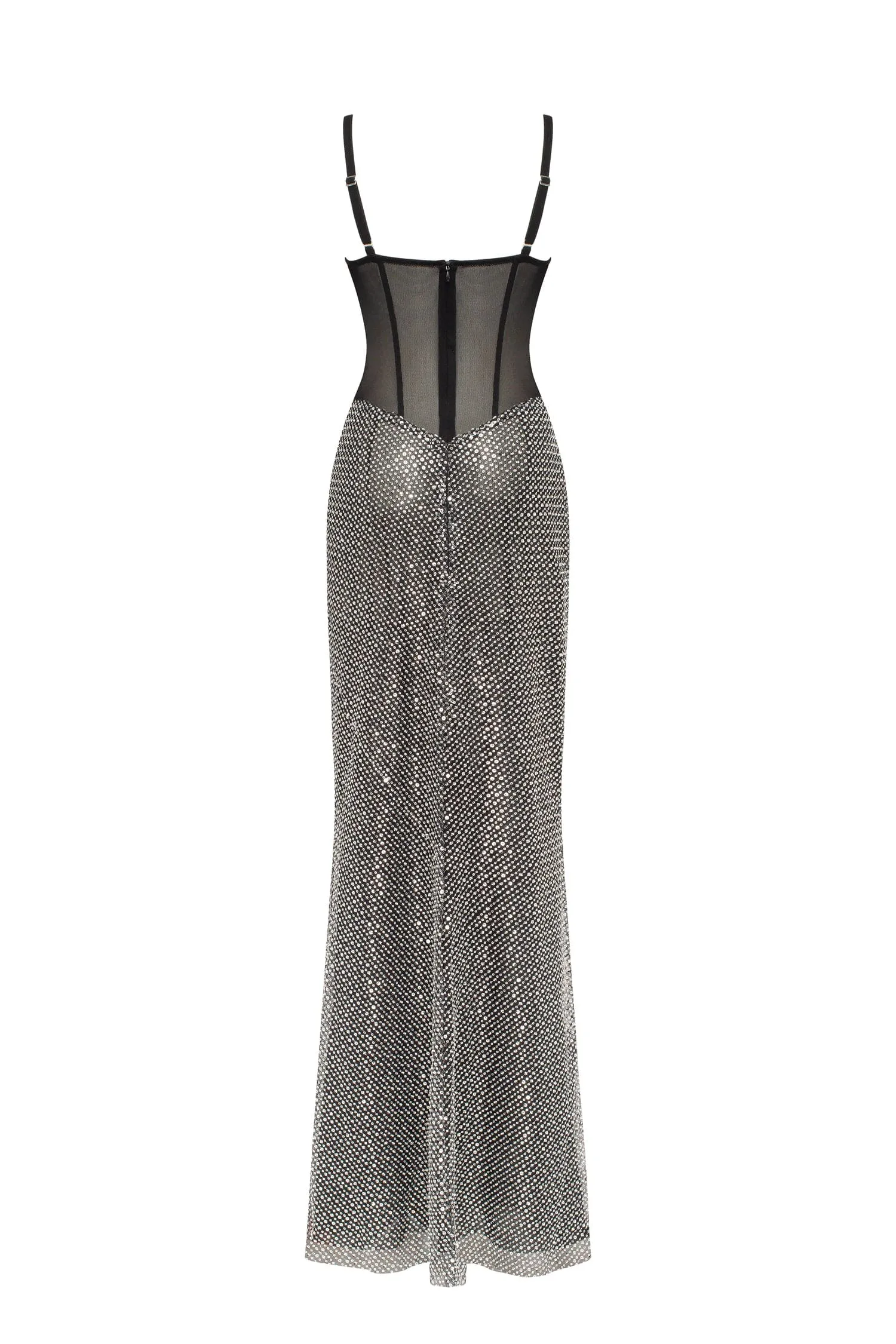 Black corset maxi dress with silver sequined maxi skirt, Smoky Quartz sold by Milla product image thumbnail 3