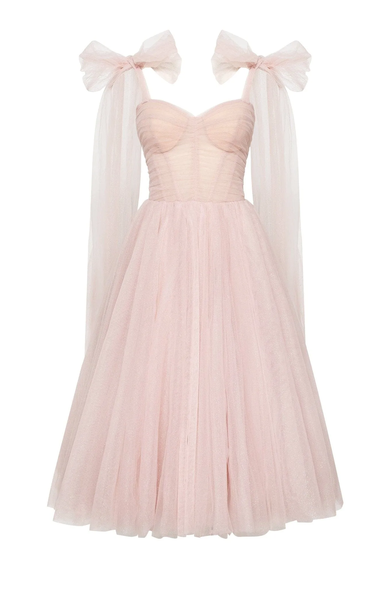 Misty Rose Sparkly off-the-shoulder tulle dress sold by Milla