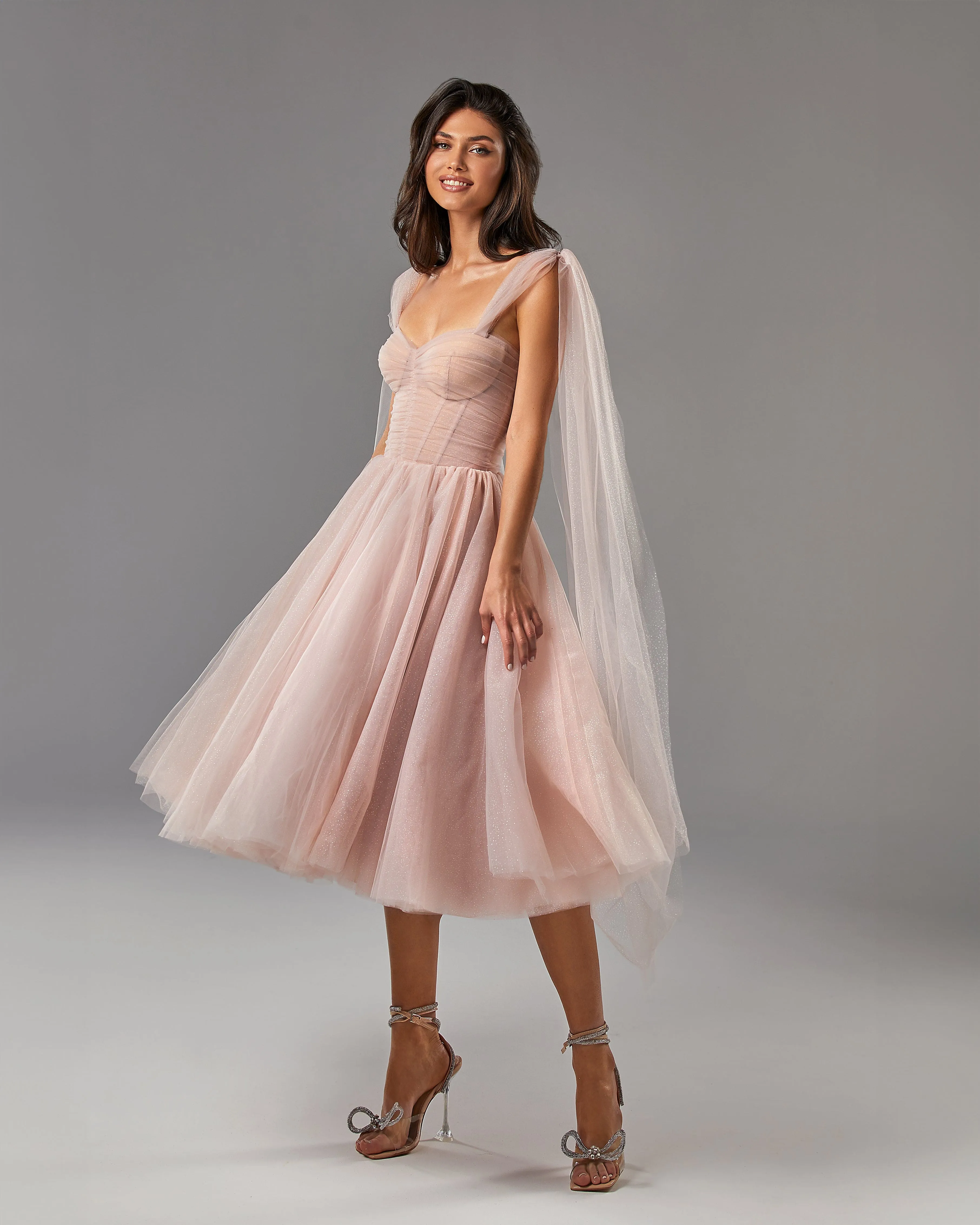 Misty Rose Sparkly off-the-shoulder tulle dress sold by Milla product image thumbnail 2