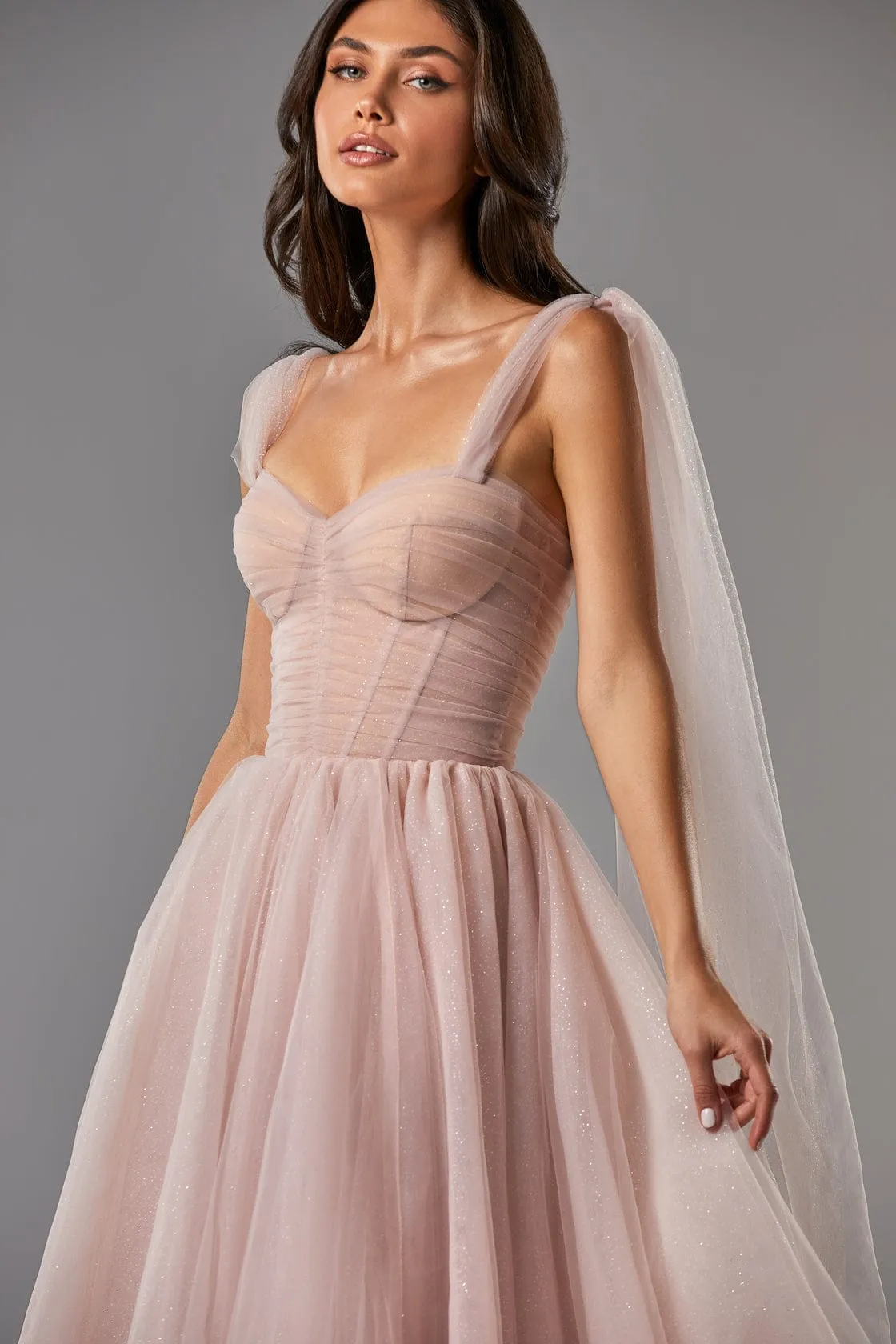 Misty Rose Sparkly off-the-shoulder tulle dress sold by Milla product image thumbnail 5