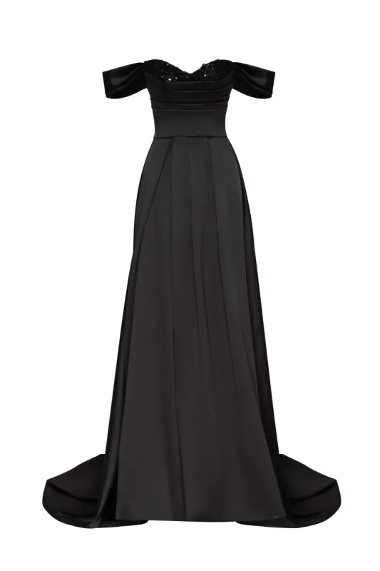 Black Princess heart-shaped neckline gown sold by Milla