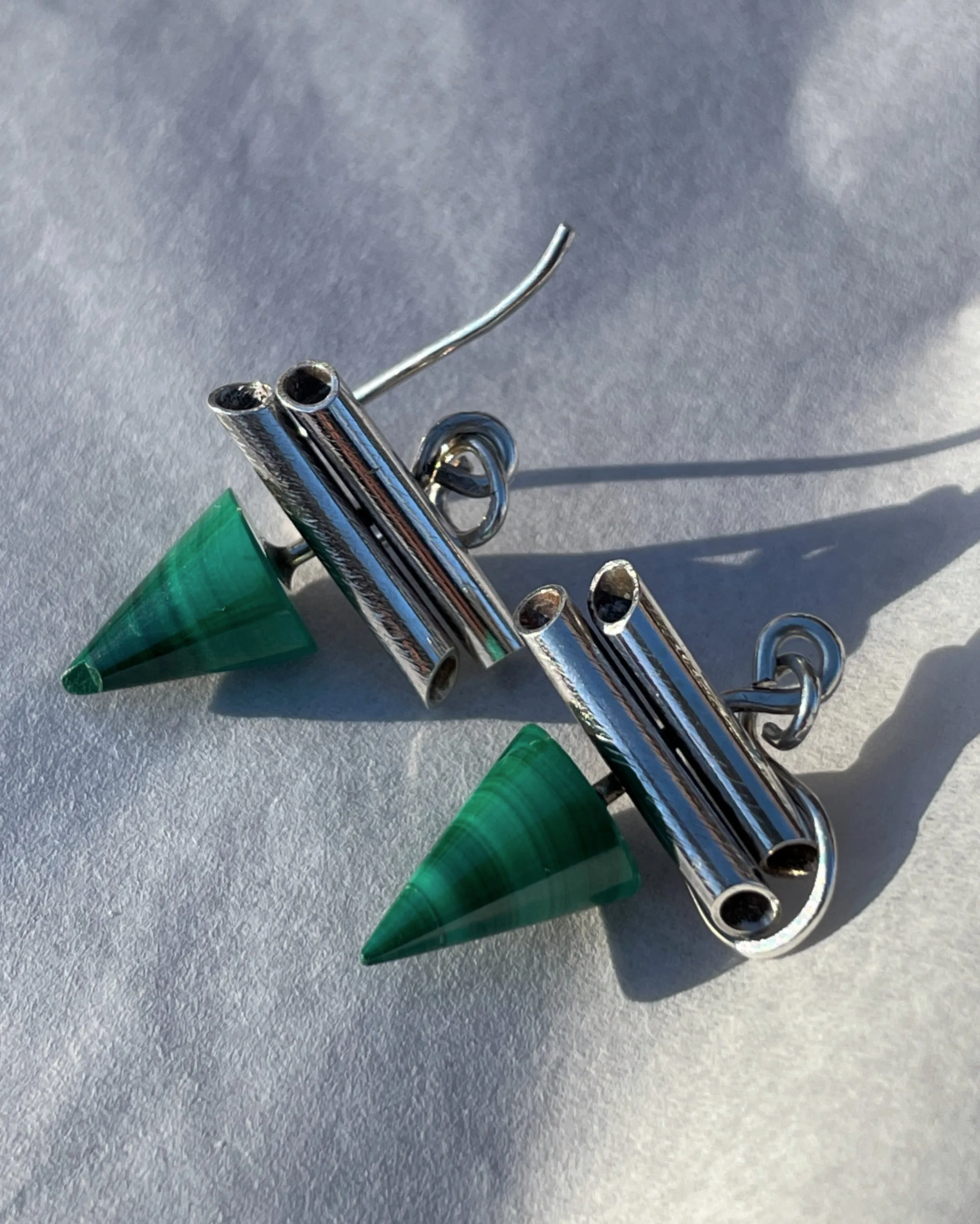 Malachite Cone Pendant Earrings sold by Maiden Name