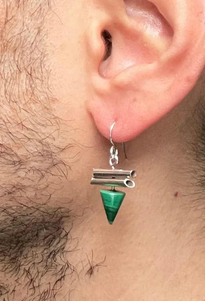 Malachite Cone Pendant Earrings sold by Maiden Name product image thumbnail 4