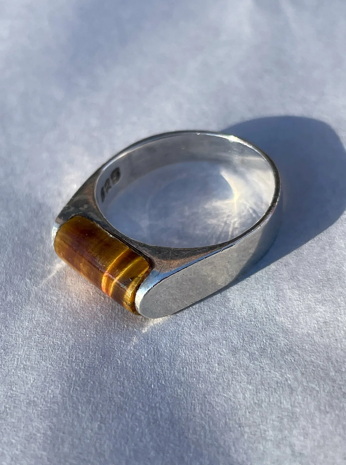 Tiger's Eye Inlay Sterling Silver Ring, Sz. 6.25 sold by Maiden Name