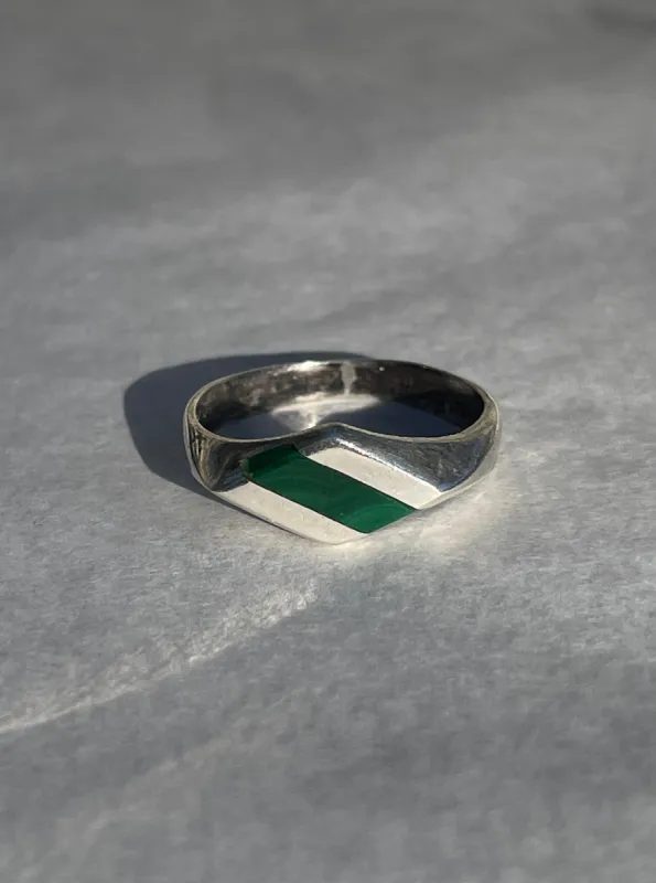 Diagonal Malachite Sterling Silver Ring sold by Maiden Name